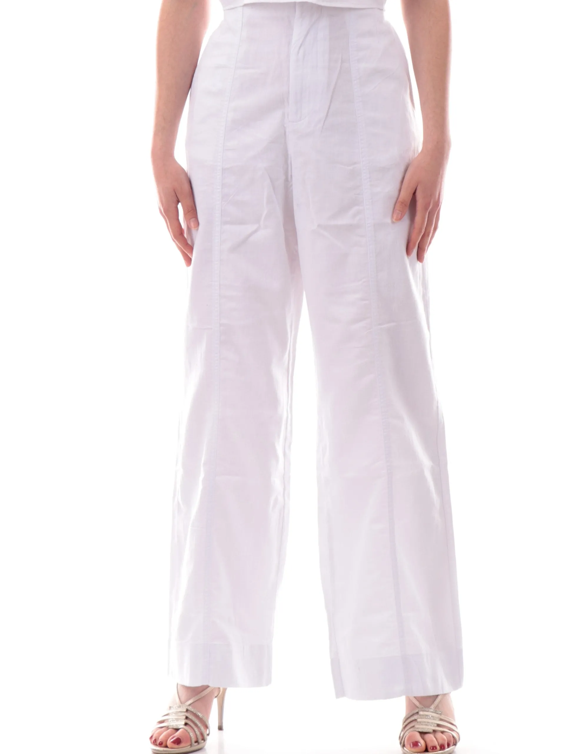CALVIN KLEIN Pantaloni*Pantaloni palazzo bianchi da donna in lino J20J225340