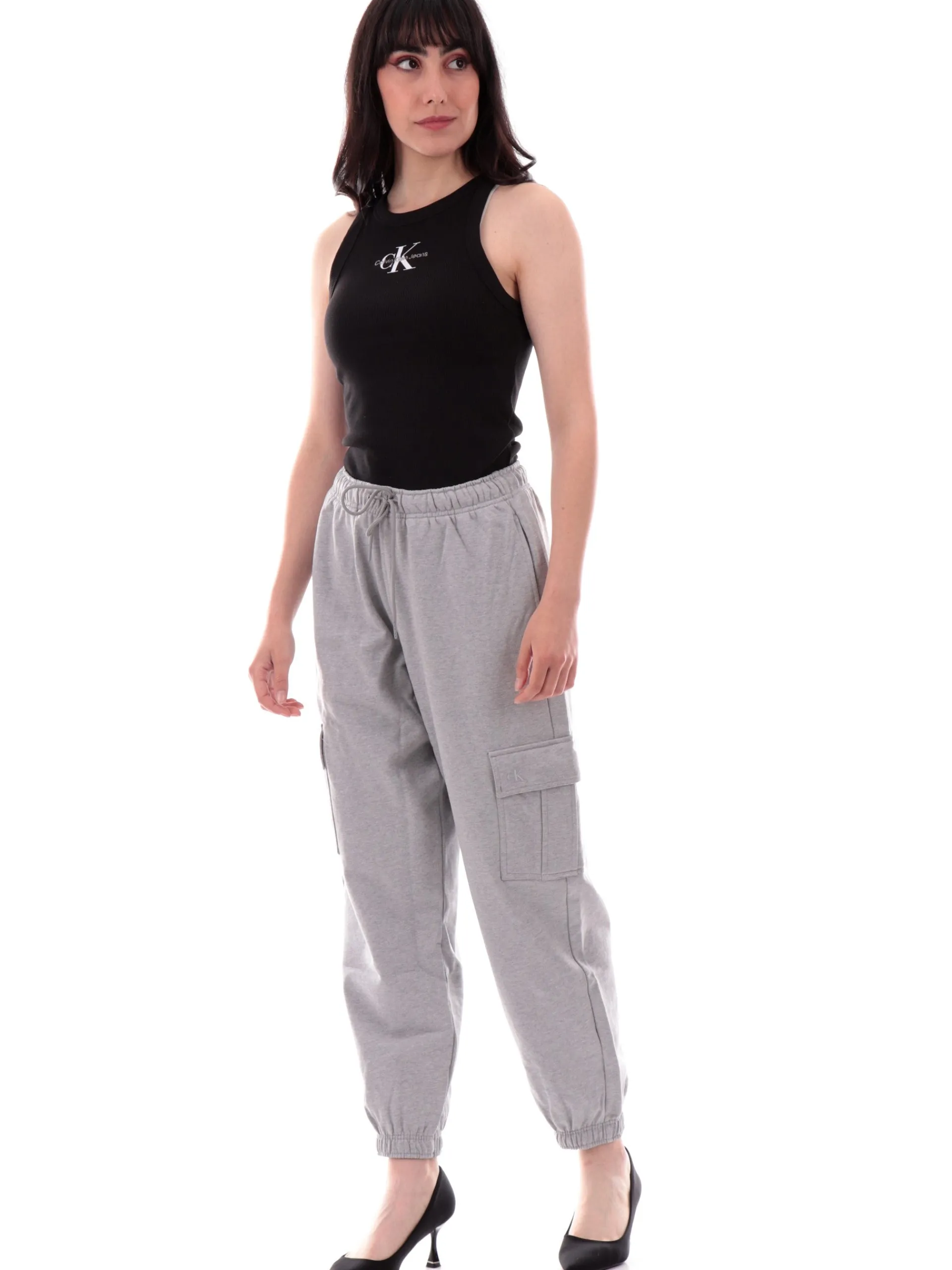 CALVIN KLEIN Pantaloni*Pantaloni cargo grigi da donna Archive Logo LV047B269G
