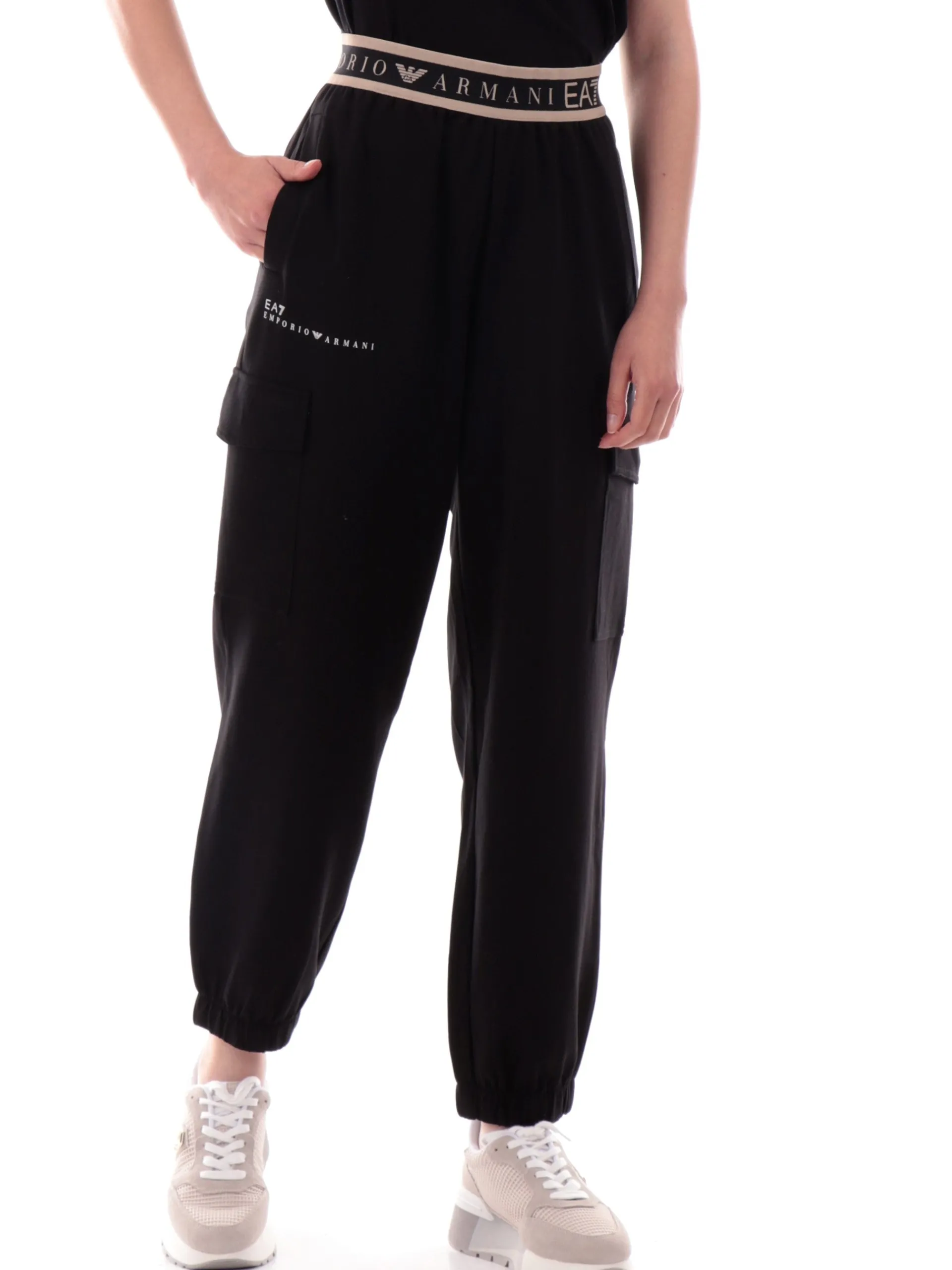 EMPORIO ARMANI 7 Pantaloni*Pantaloni cargo Emporio Armani EA7 neri da donna vita alta 7W000282AF12501 UC001
