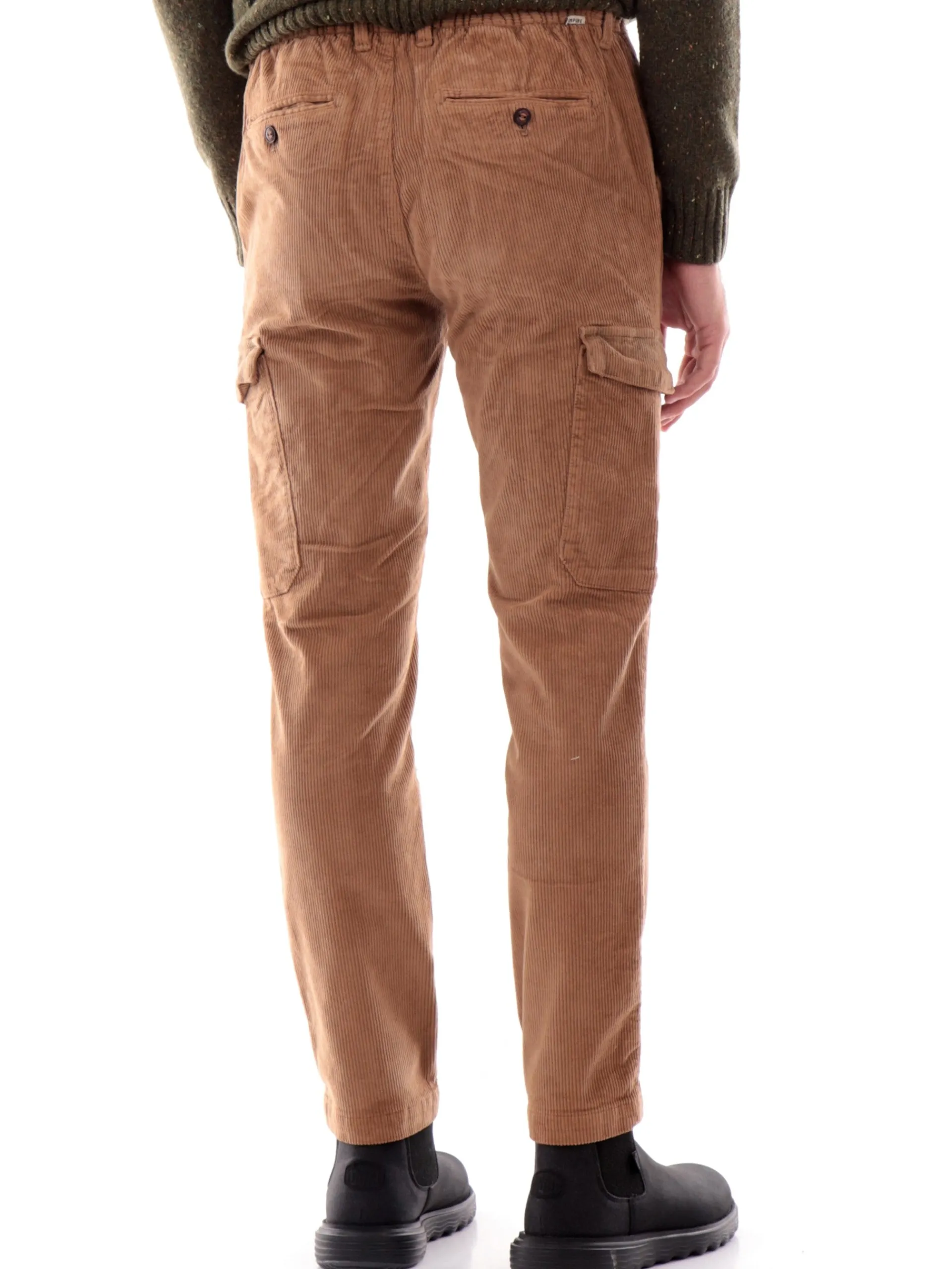 IMPURE Pantaloni*Pantaloni cargo marroni da uomo in velluto SMITH