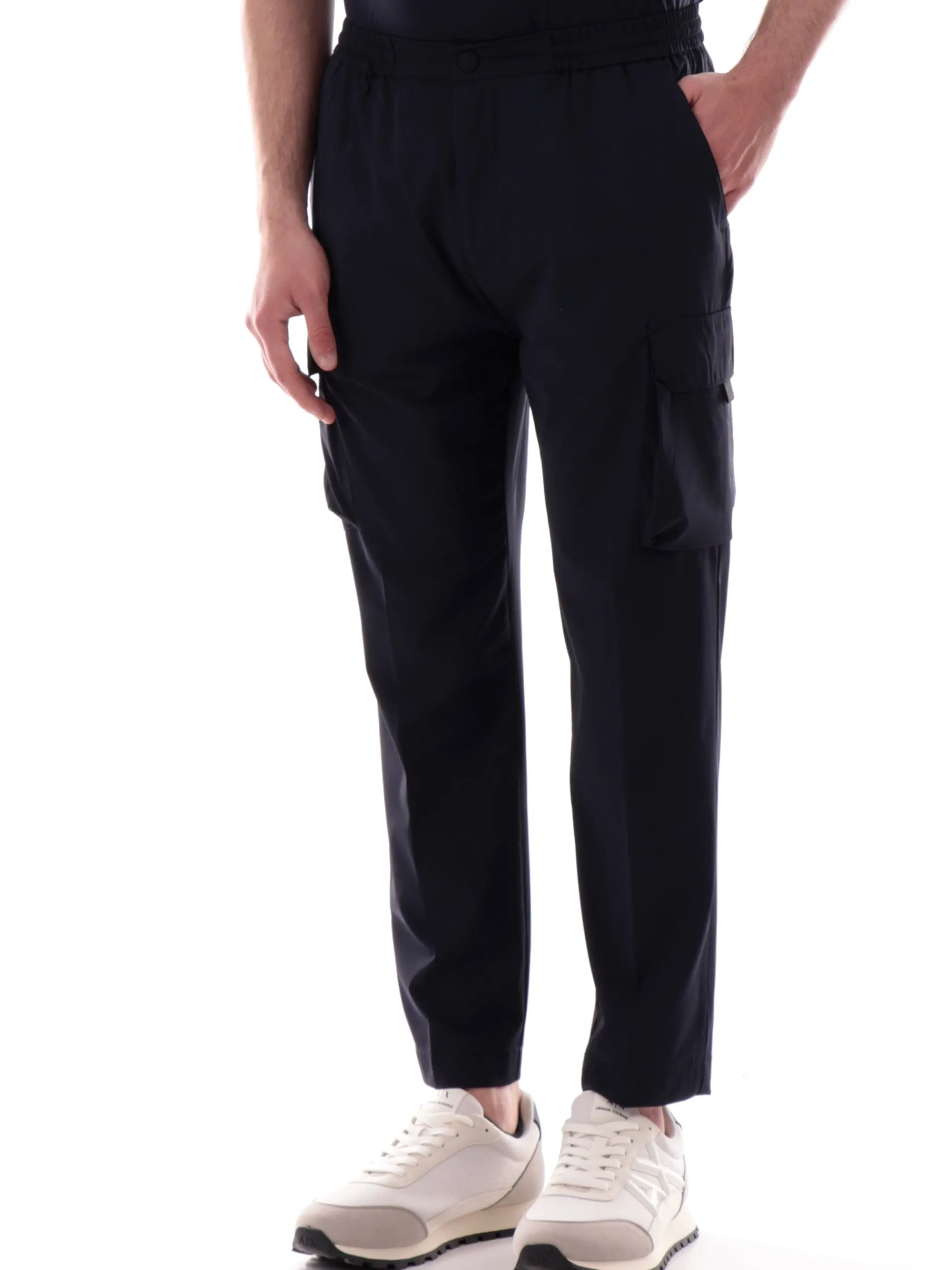 MARKUP Pantaloni*Pantaloni cargo blu da uomo tessuto tecnico MK895185