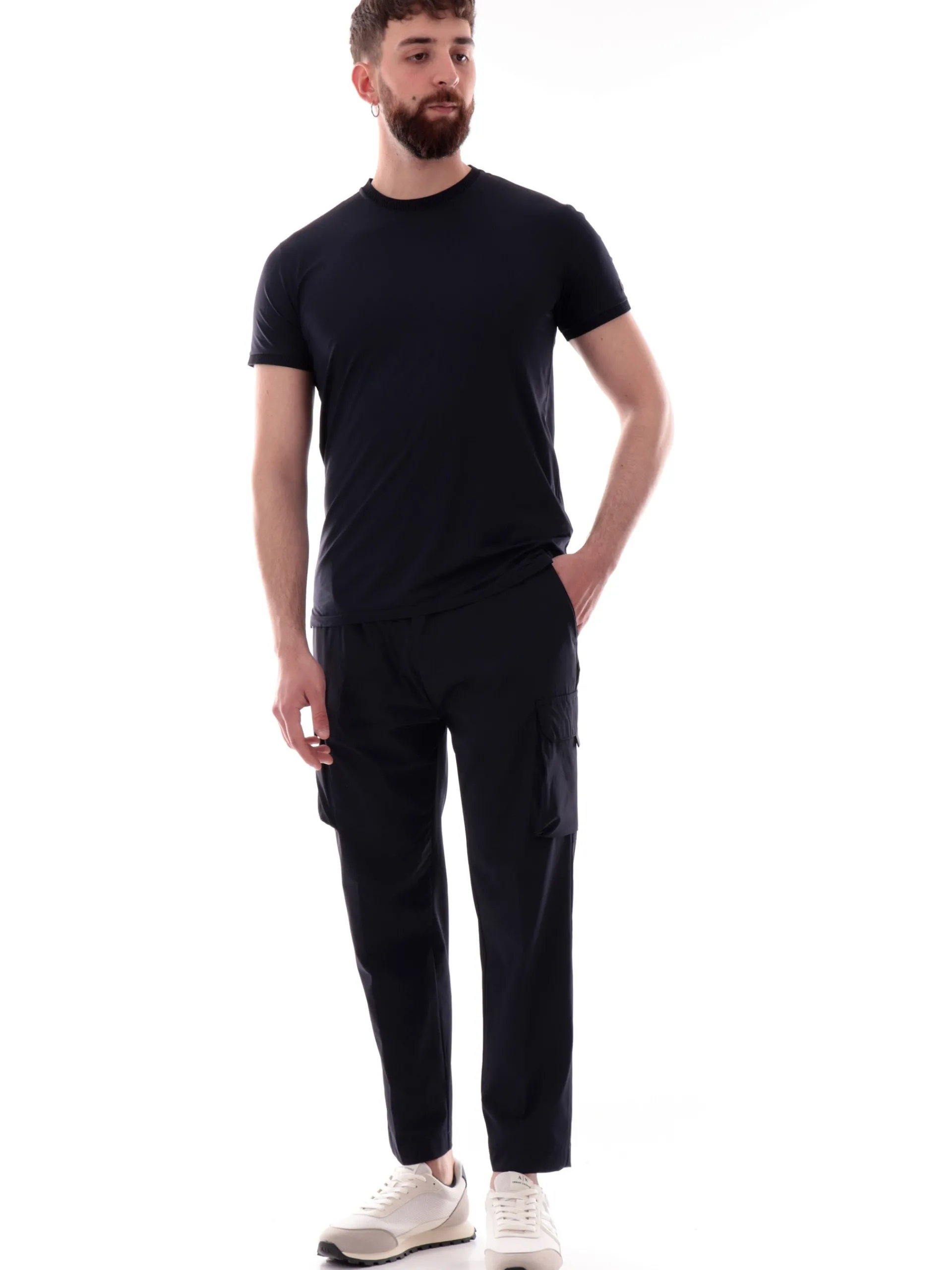 MARKUP Pantaloni*Pantaloni cargo blu da uomo tessuto tecnico MK895185