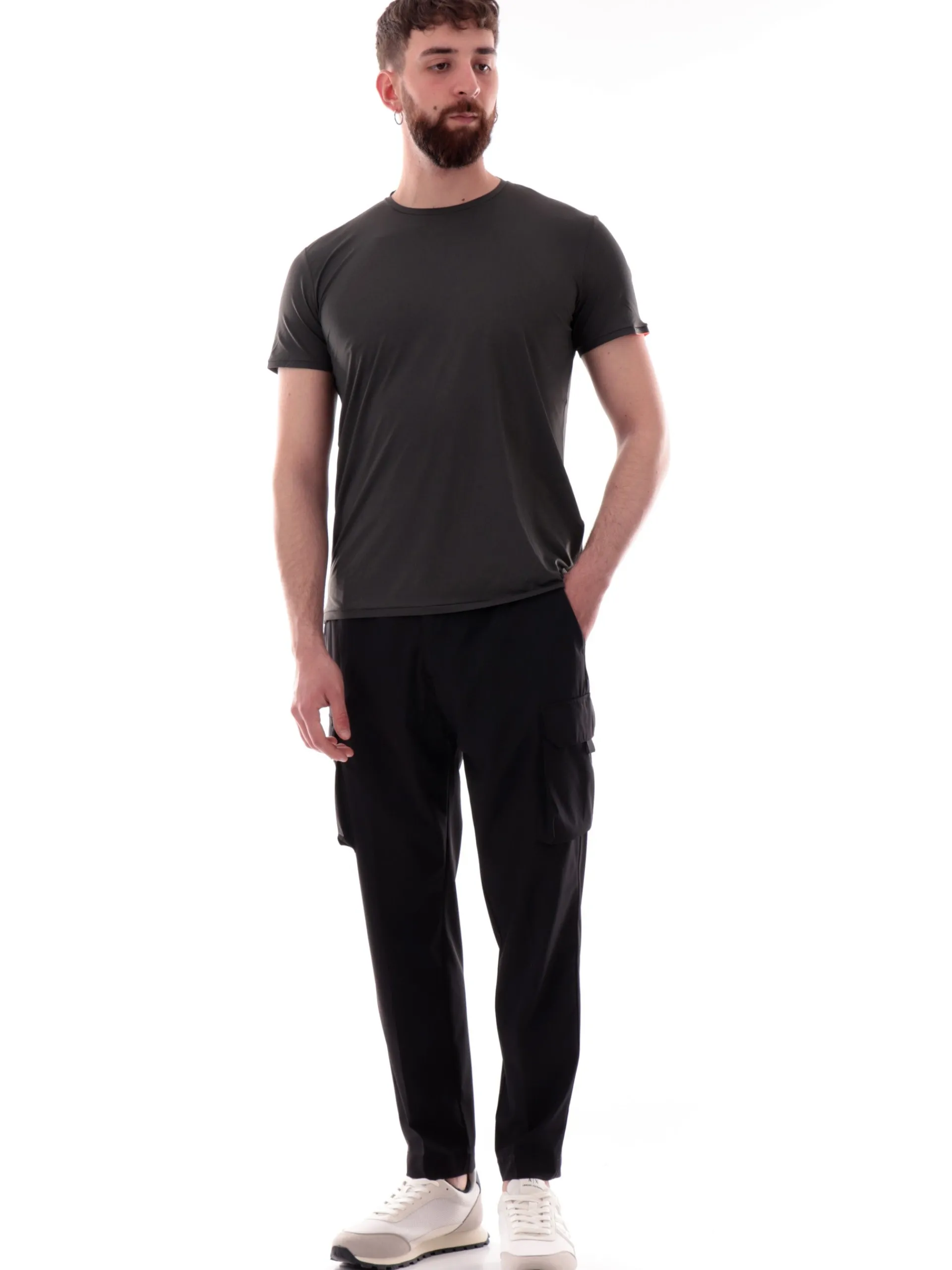 MARKUP Pantaloni*Pantaloni cargo neri da uomo tessuto tecnico MK895185