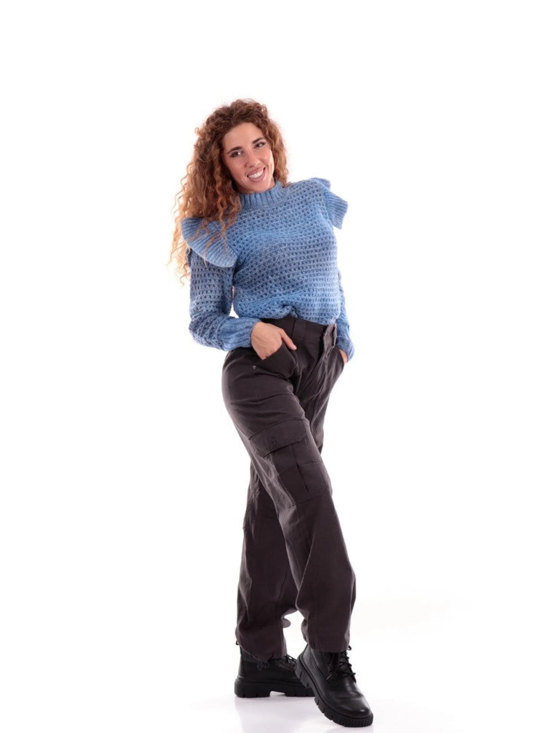 ONLY Pantaloni*Pantaloni cargo grigi da donna 15307195