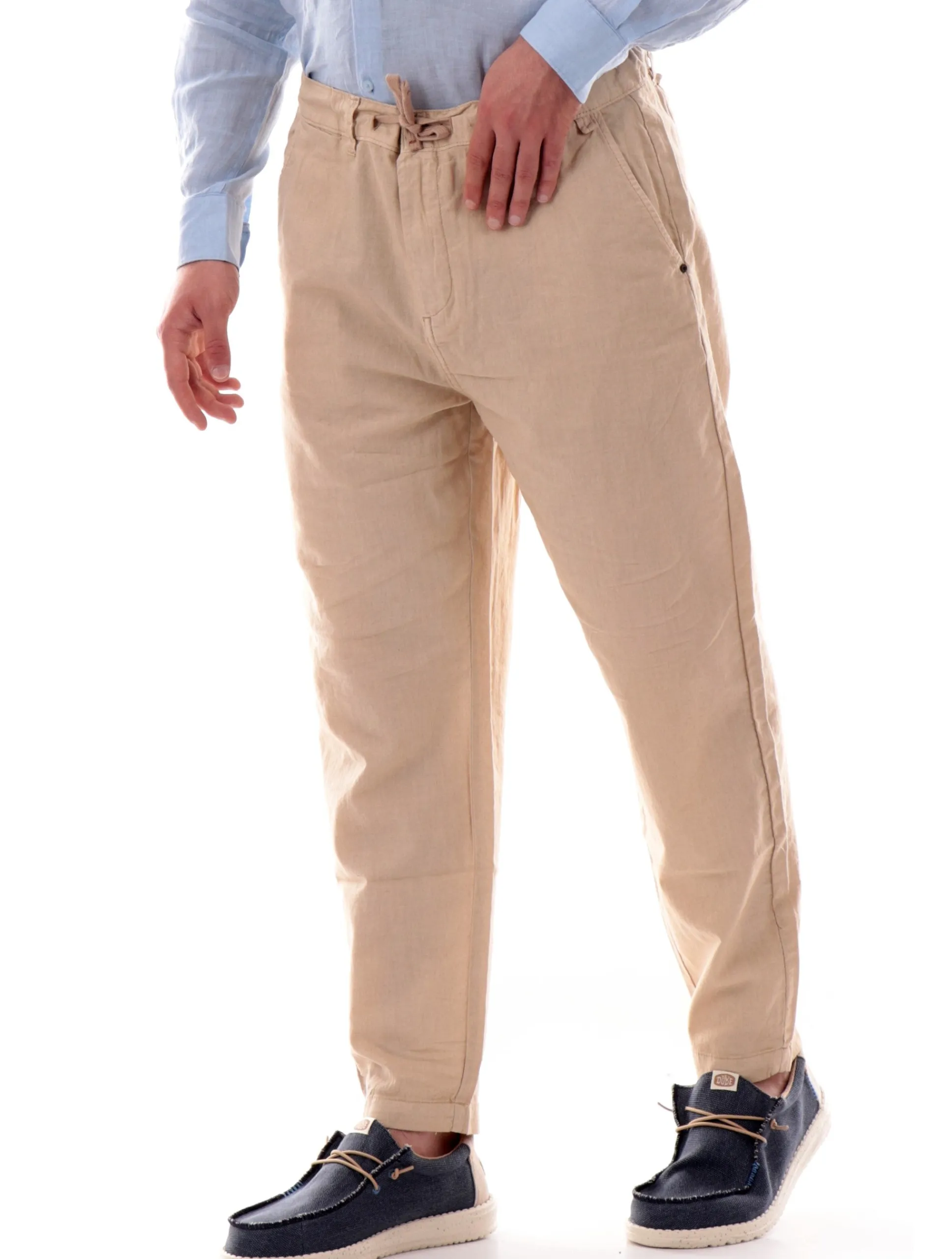 IMPURE Pantaloni*Pantaloni Chino beige da uomo in lino MILES
