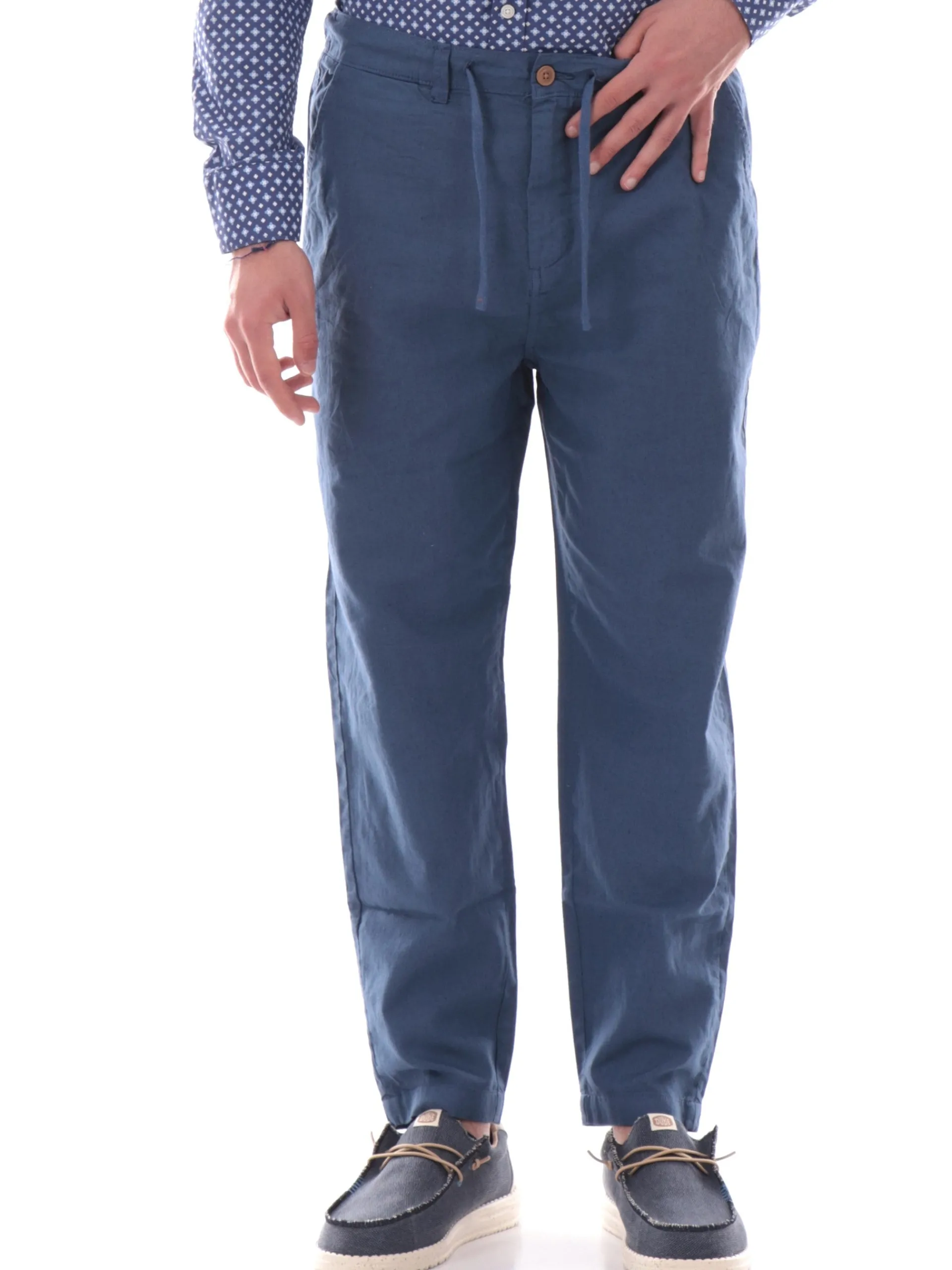 IMPURE Pantaloni*Pantaloni Chino blu da uomo in lino MILES