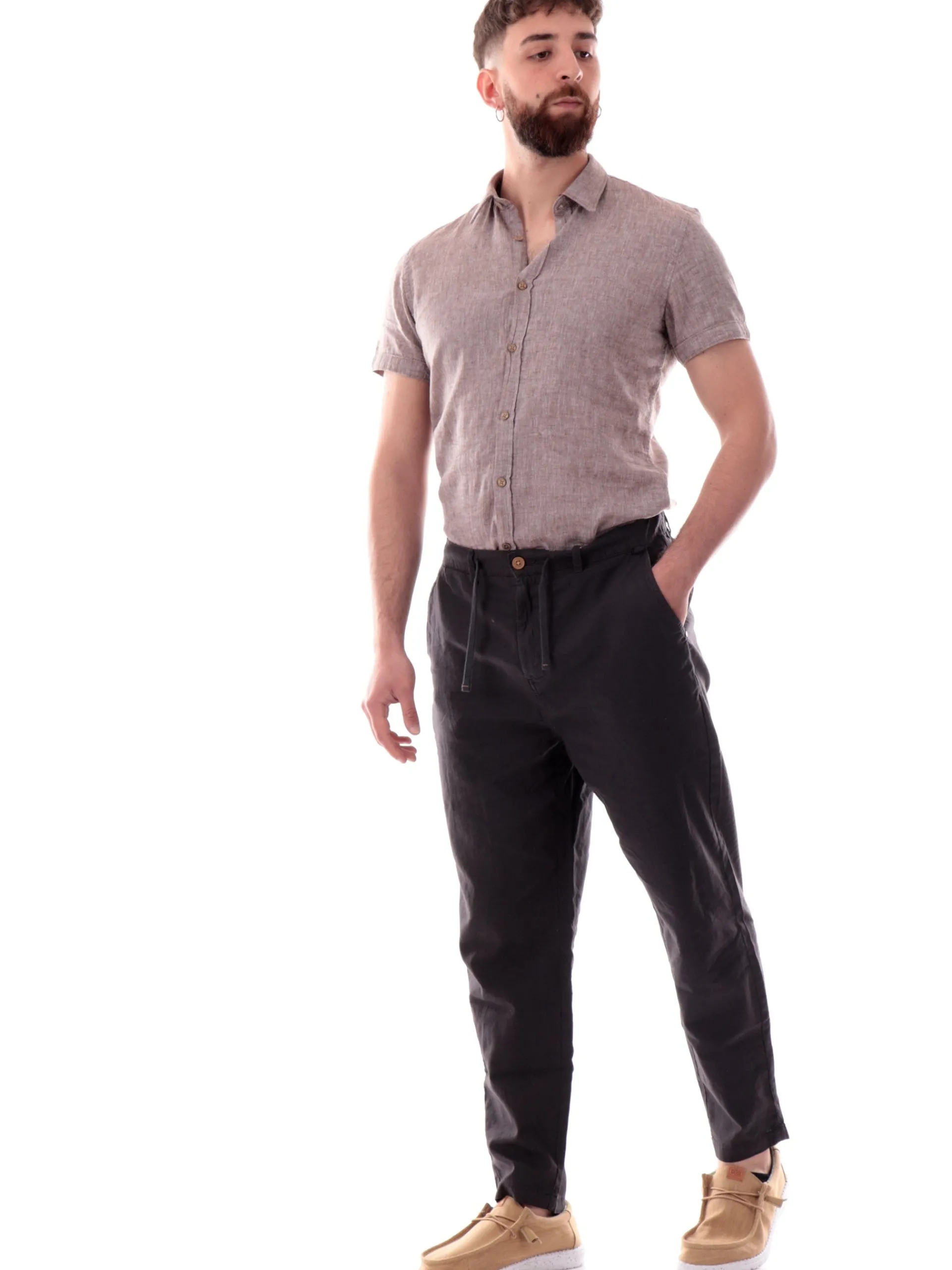 IMPURE Pantaloni*Pantaloni Chino neri da uomo in lino MILES