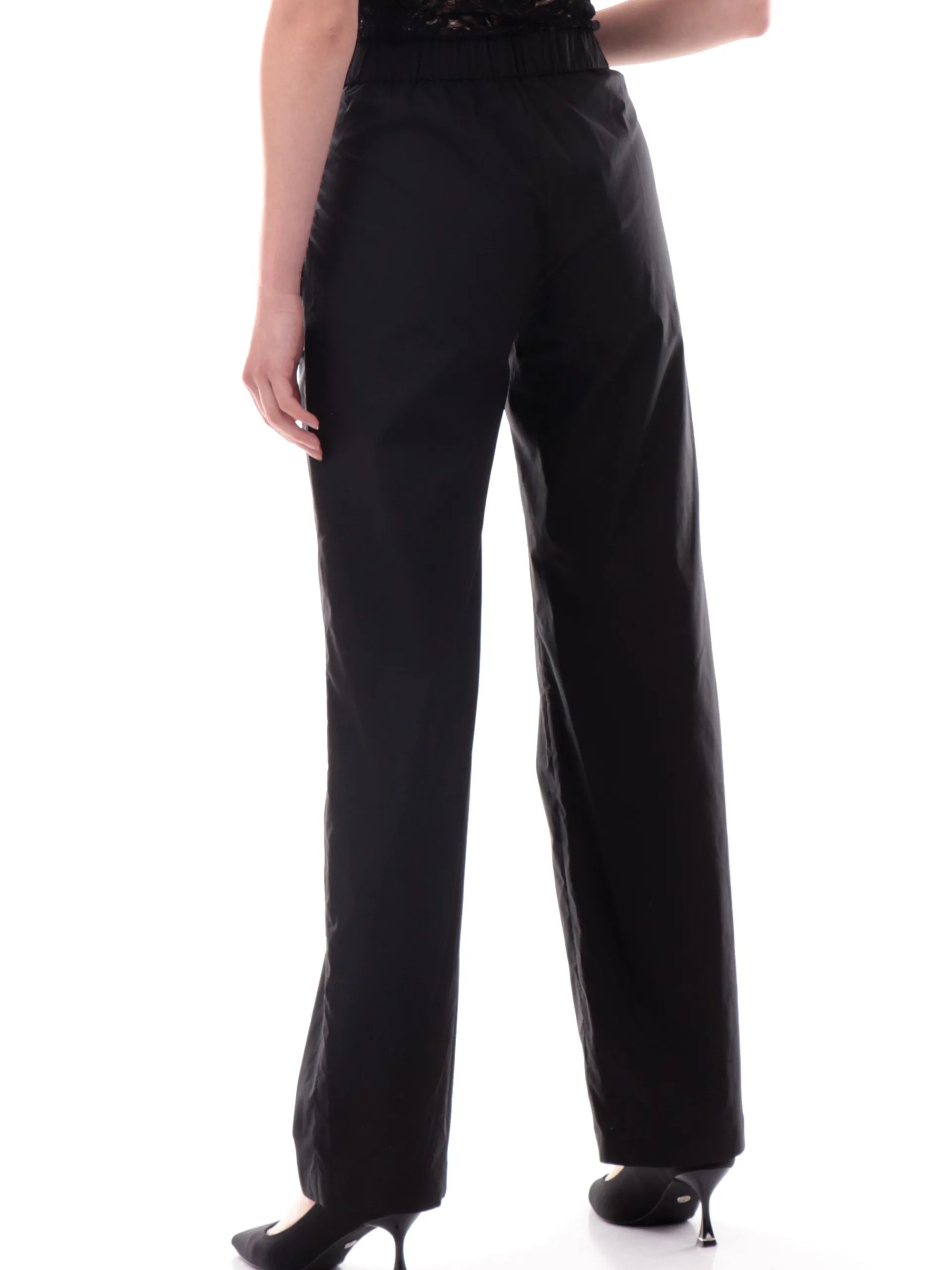 MANILA GRACE Pantaloni*Pantaloni chino neri da donna con banda elastica Straigh P264CUMA