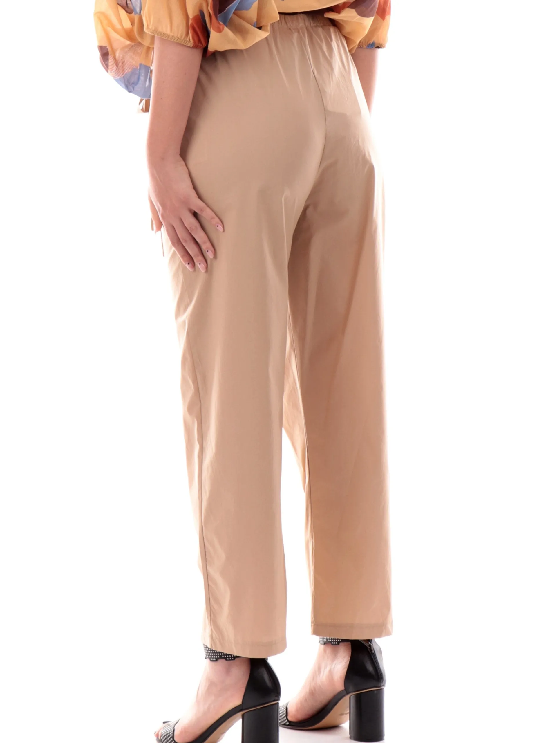 MANILA GRACE Pantaloni*Pantaloni chino beige da donna con pieghe P100CUMA