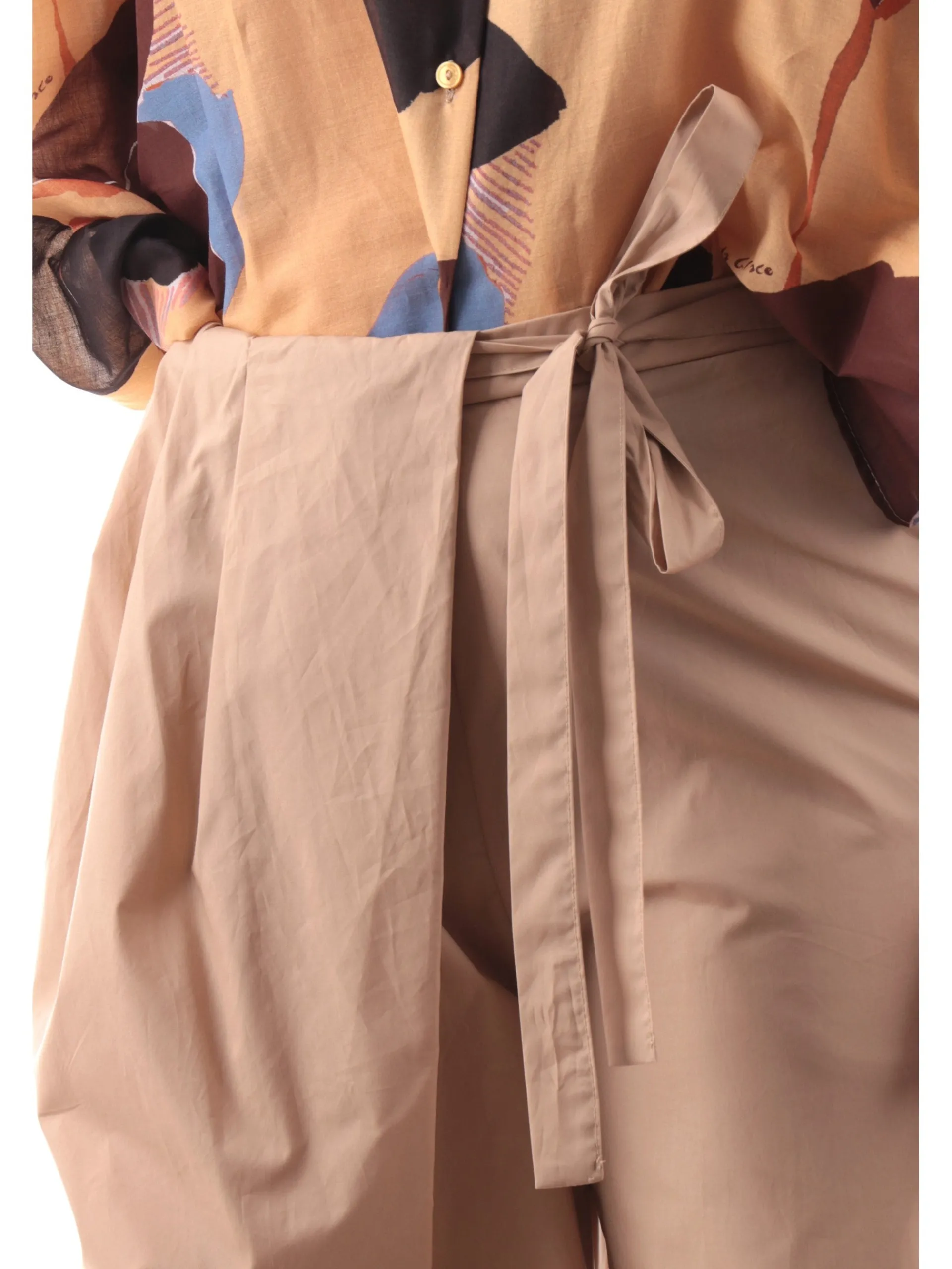 MANILA GRACE Pantaloni*Pantaloni chino beige da donna con pieghe P100CUMA