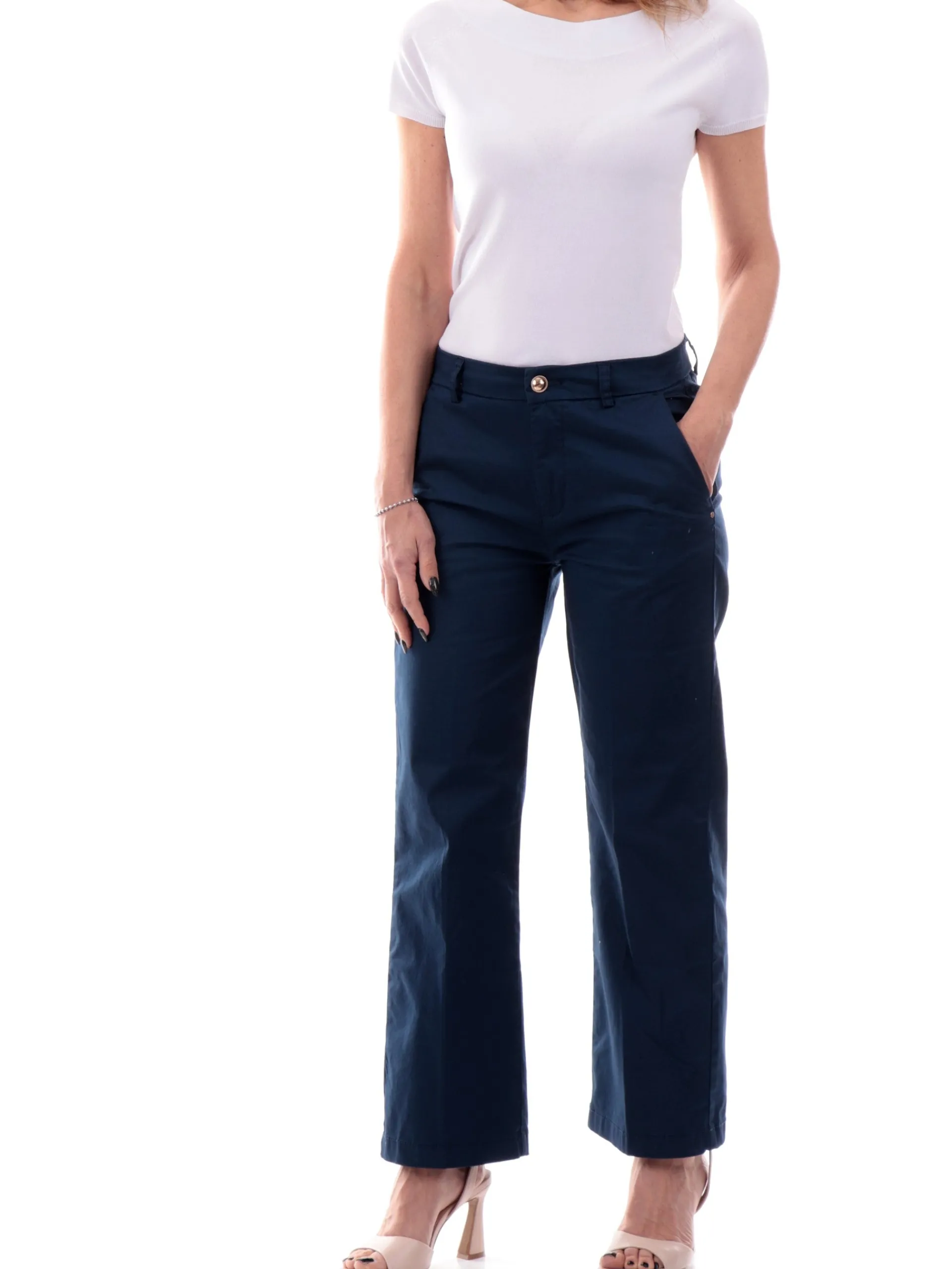 YES ZEE Pantaloni*Pantaloni Chino blu da donna realizzati in cotone P335FS00
