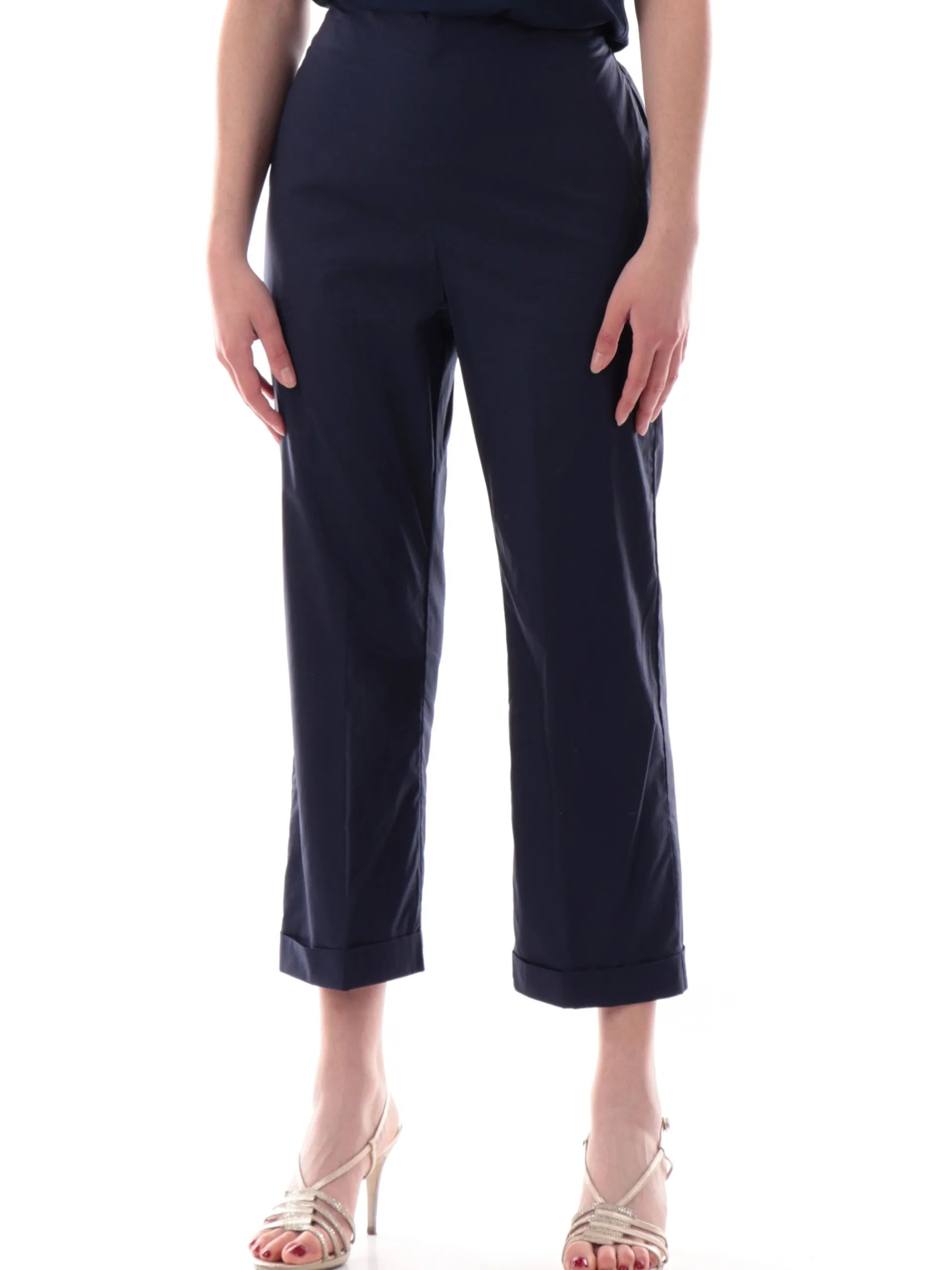ANIS Pantaloni*Pantaloni crop blu da donna con banda elastica 251C1260