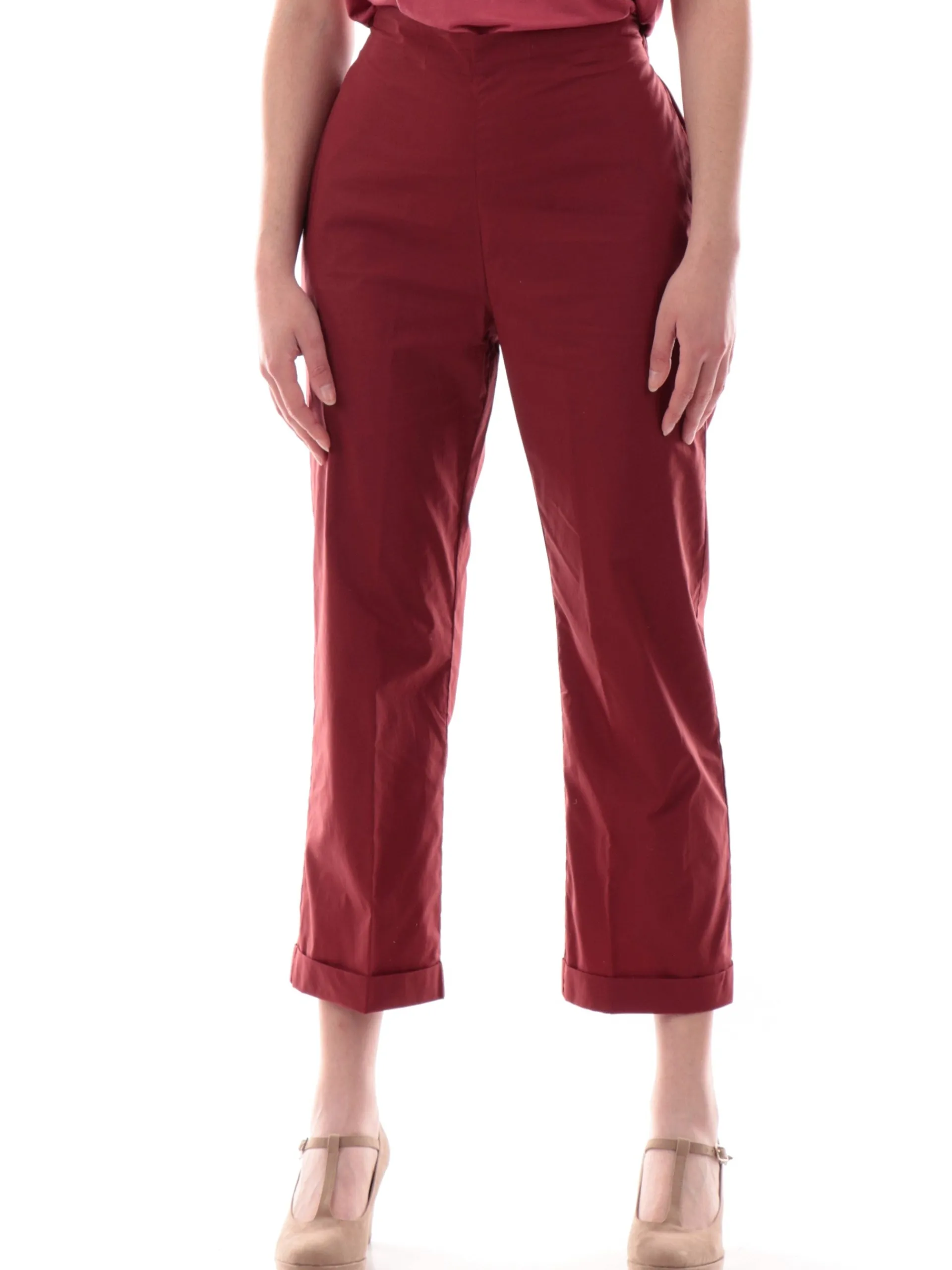 ANIS Pantaloni*Pantaloni crop bordeaux da donna con banda elastica 251C1260