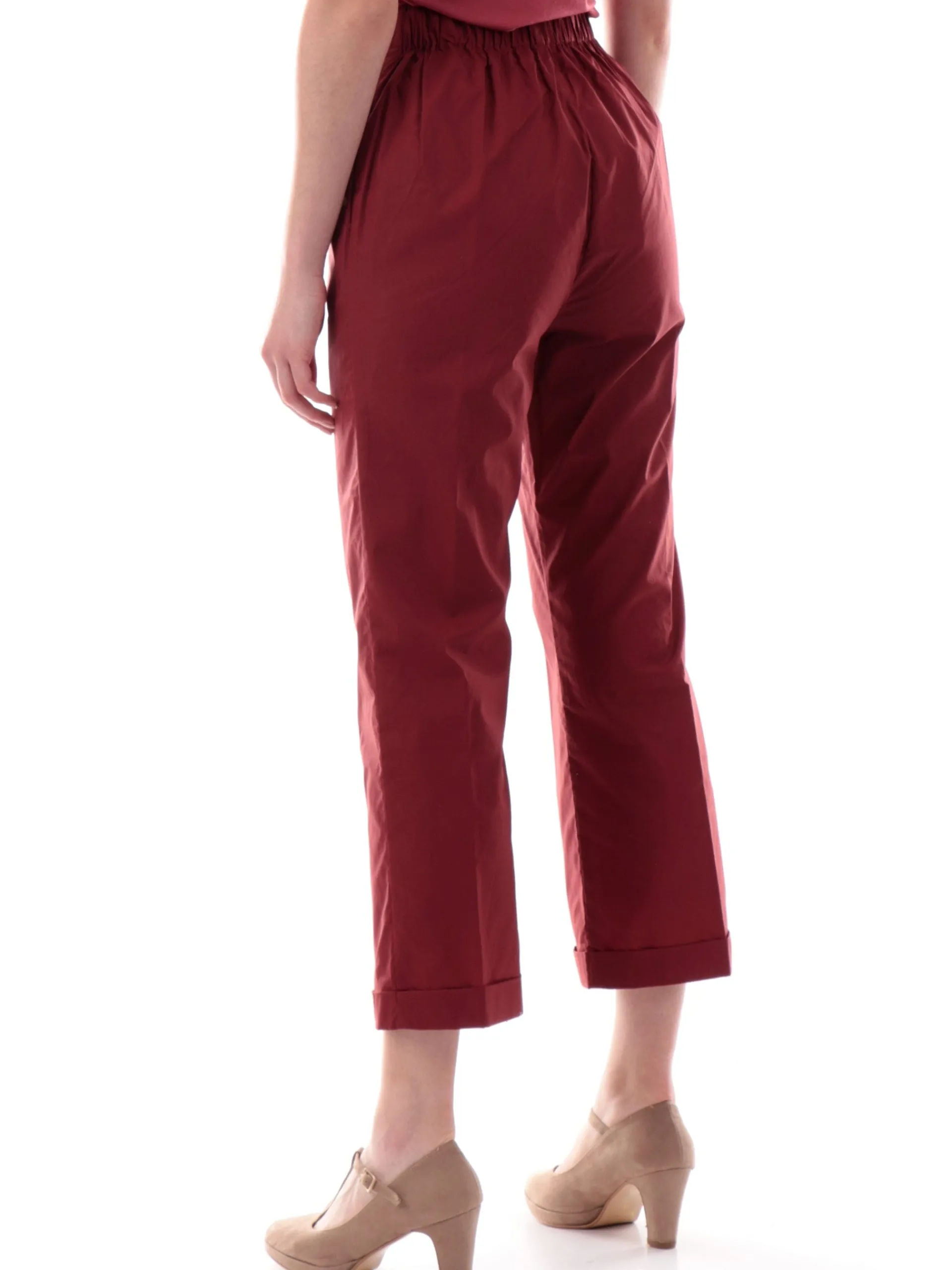 ANIS Pantaloni*Pantaloni crop bordeaux da donna con banda elastica 251C1260
