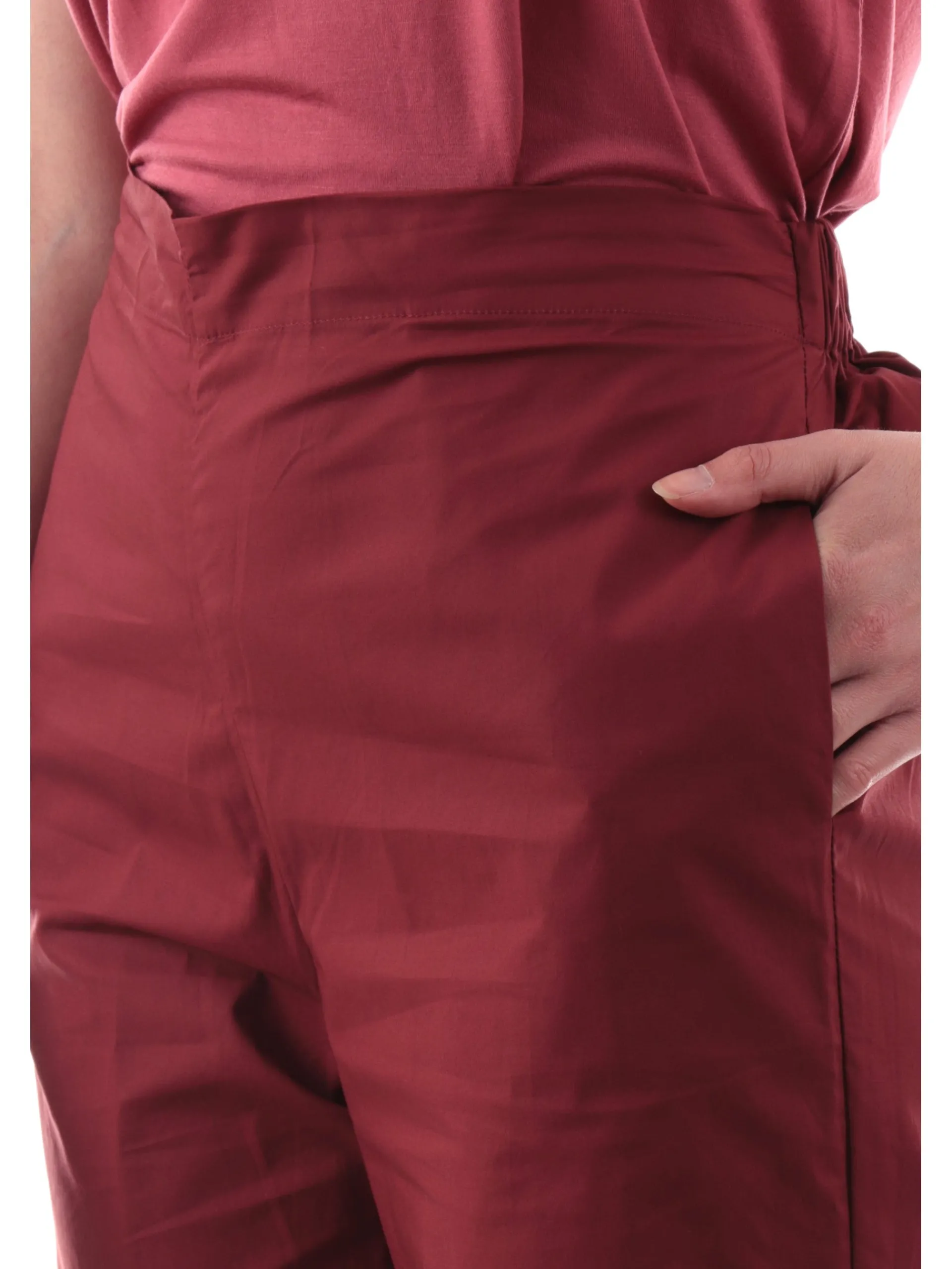 ANIS Pantaloni*Pantaloni crop bordeaux da donna con banda elastica 251C1260