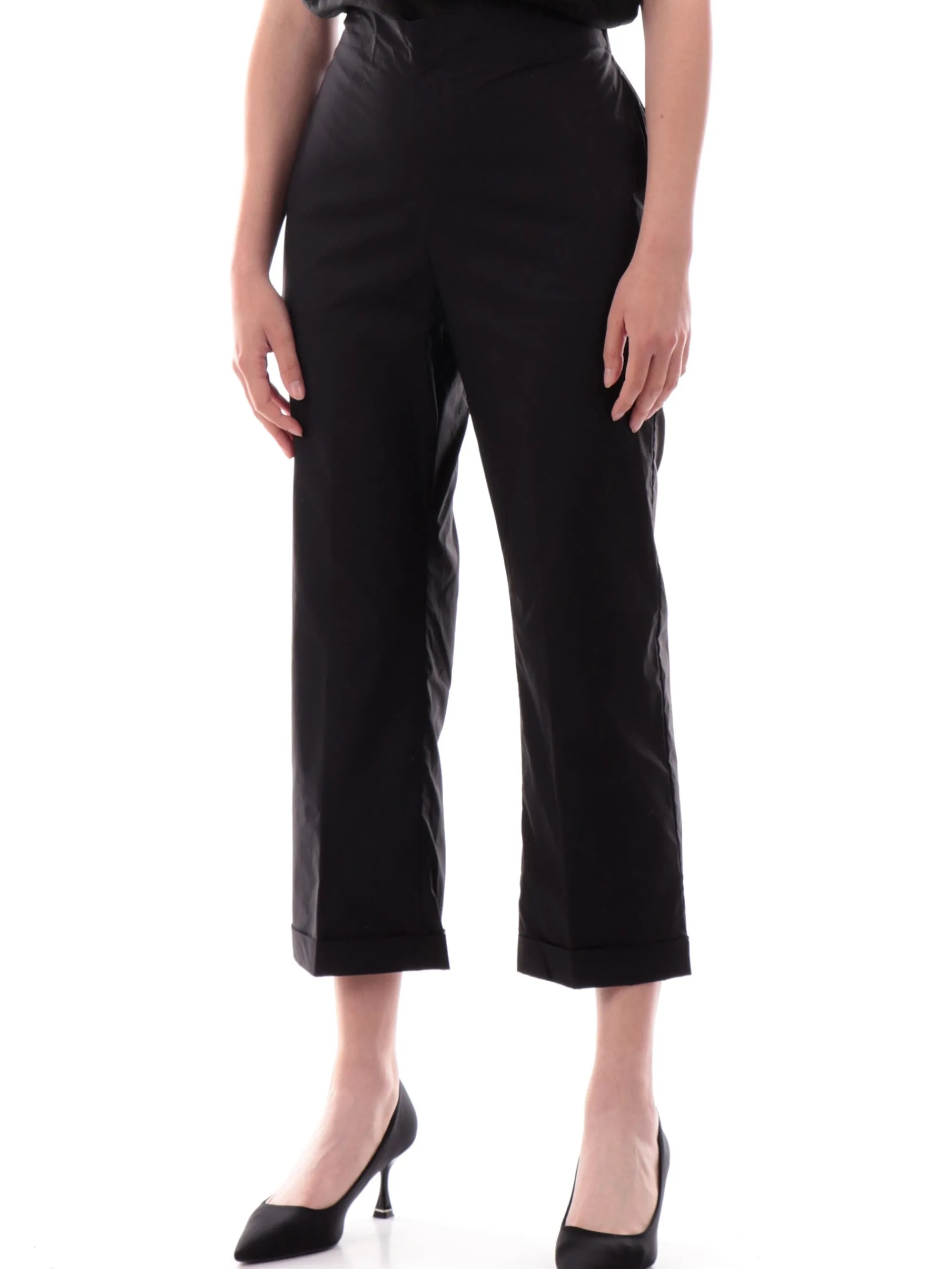ANIS Pantaloni*Pantaloni crop Neri da donna con banda elastica 251C1260