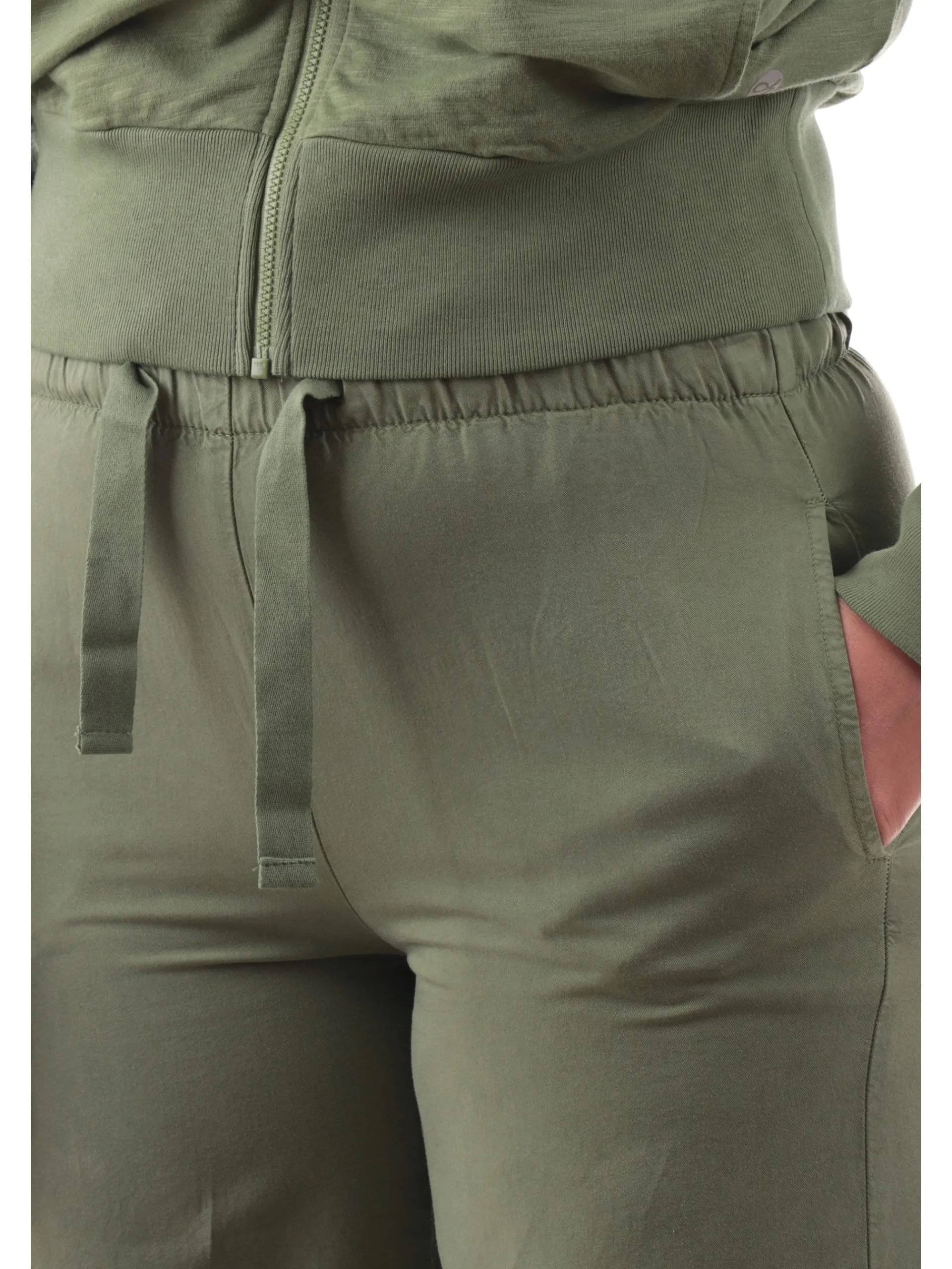 DEHA Pantaloni*Pantaloni crop verdi da donna banda elastica A00685
