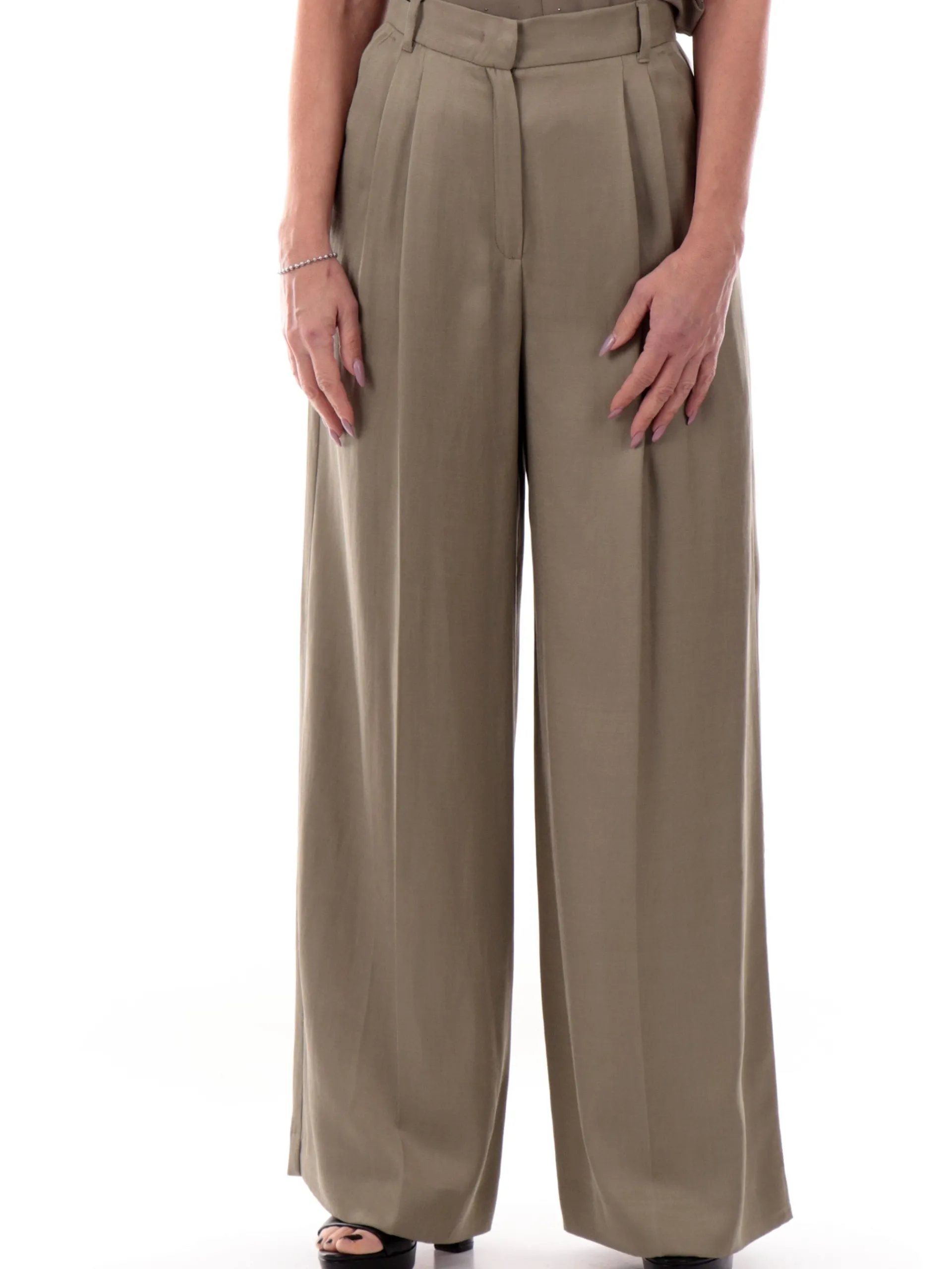 EMME MARELLA Pantaloni*Pantaloni a zampa verdi da donna lunghi PIANOSAPT
