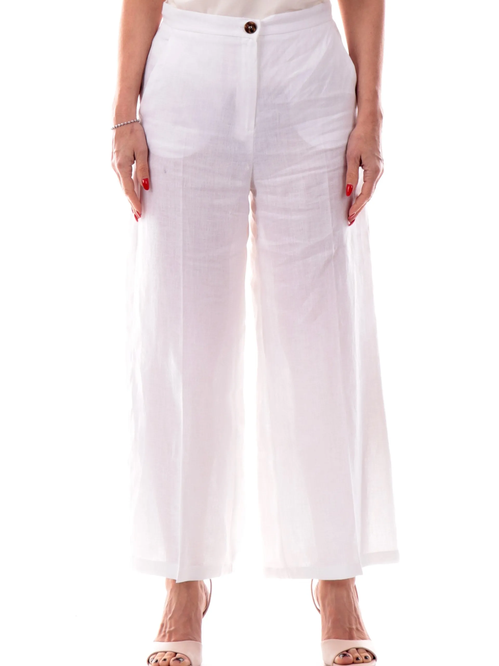 EMME MARELLA Pantaloni*Pantaloni Chino bianchi in lino da donna SILVANA