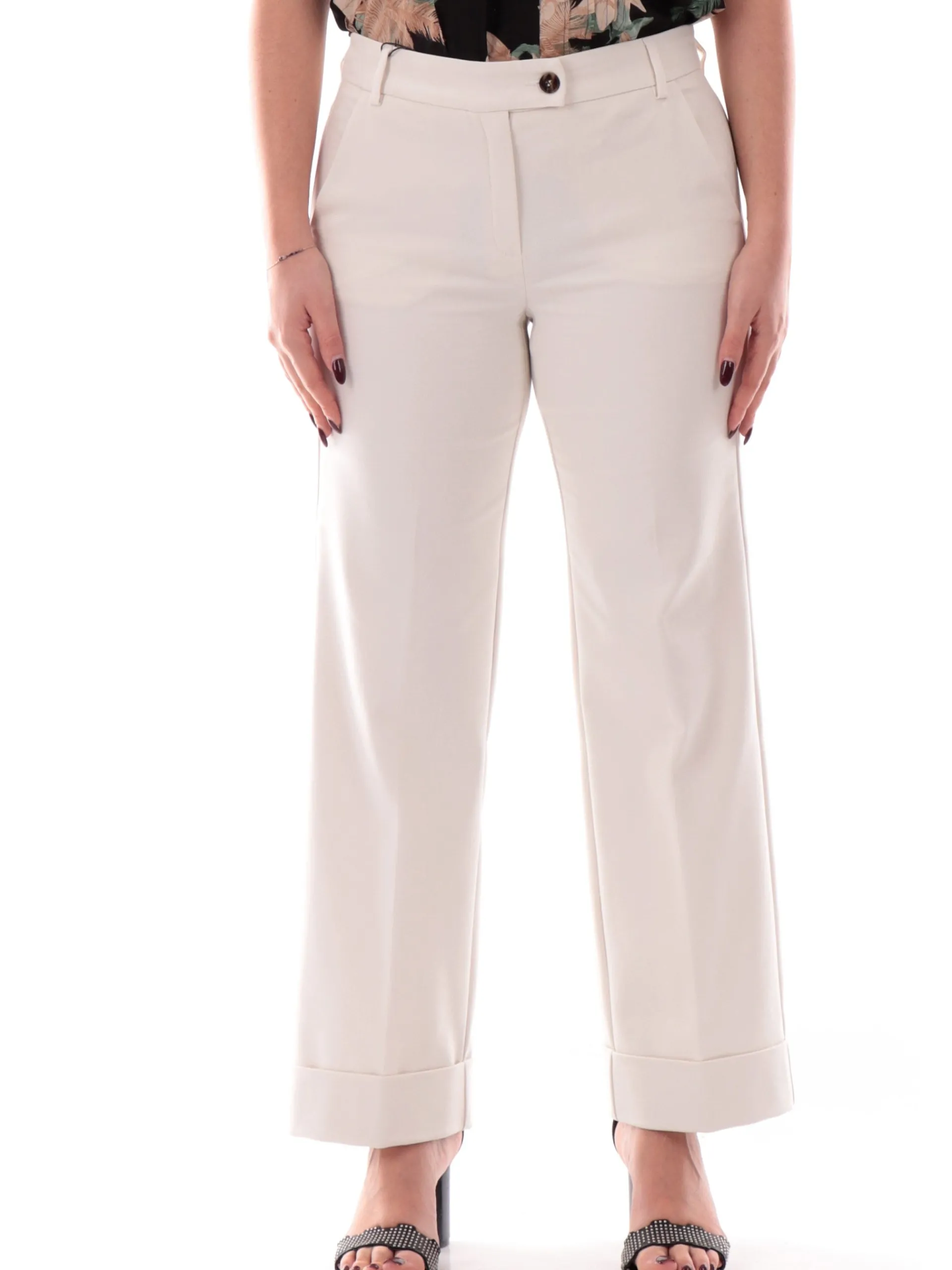 EMME MARELLA Pantaloni*Pantaloni con risvolto bianchi da donna lunghi SCAGLIA