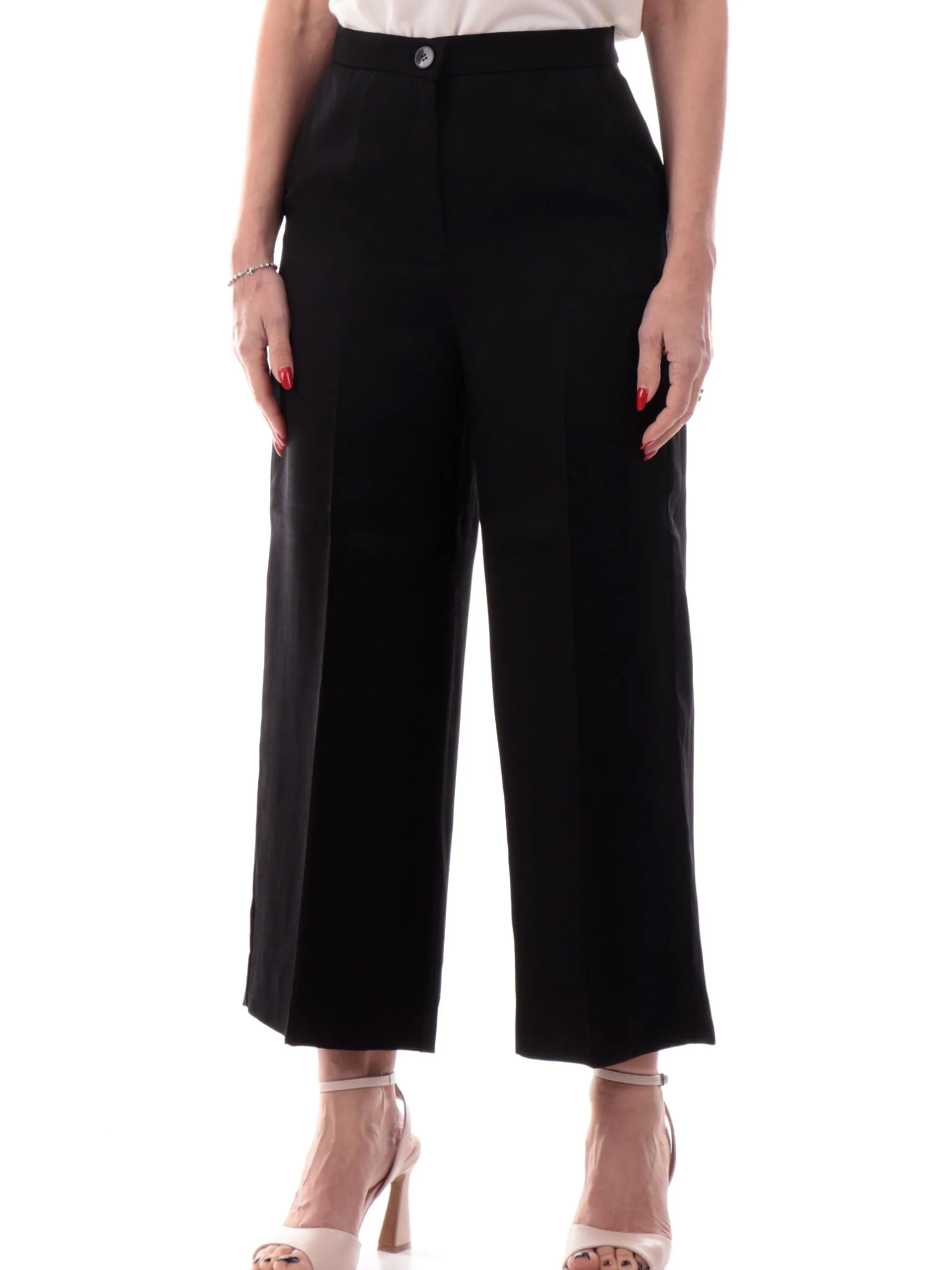 EMME MARELLA Pantaloni*Pantaloni Flare blu da donna lino ELETTRA2
