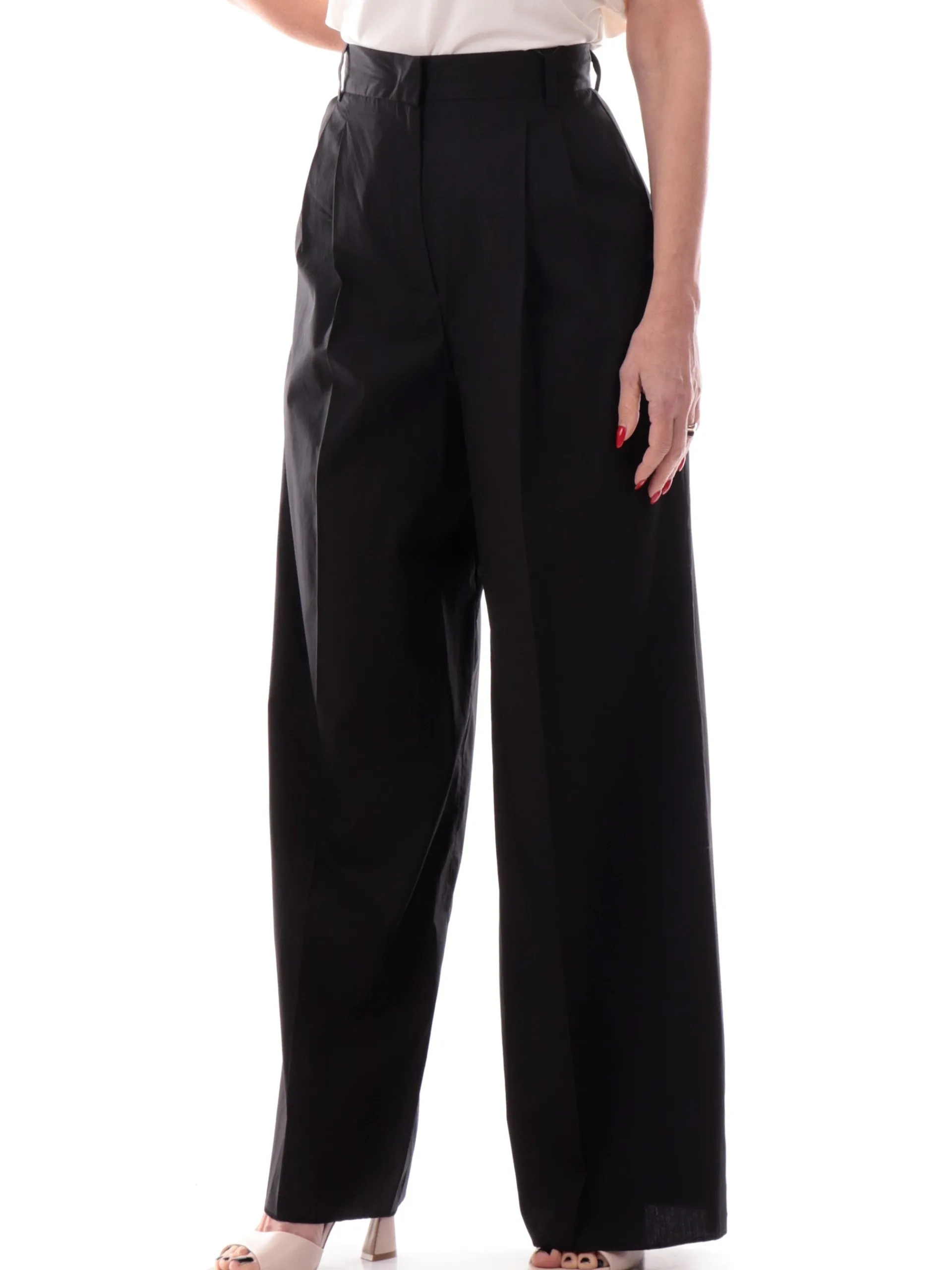 EMME MARELLA Pantaloni*Pantaloni palazzo neri da donna in cotone MORINA