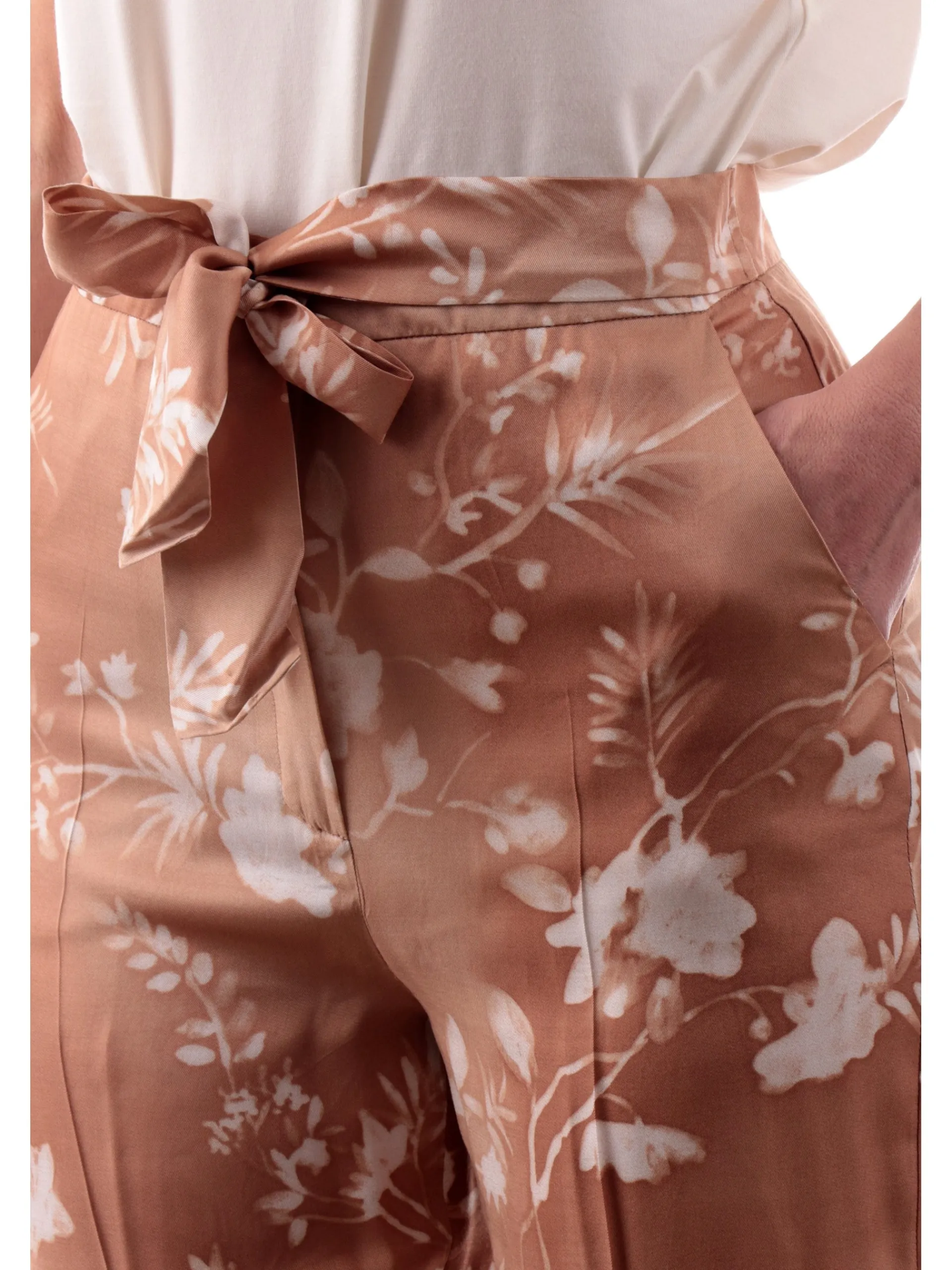 EMME MARELLA Pantaloni*Pantaloni rosa da donna a fiori vita alta palazzo crop Guida