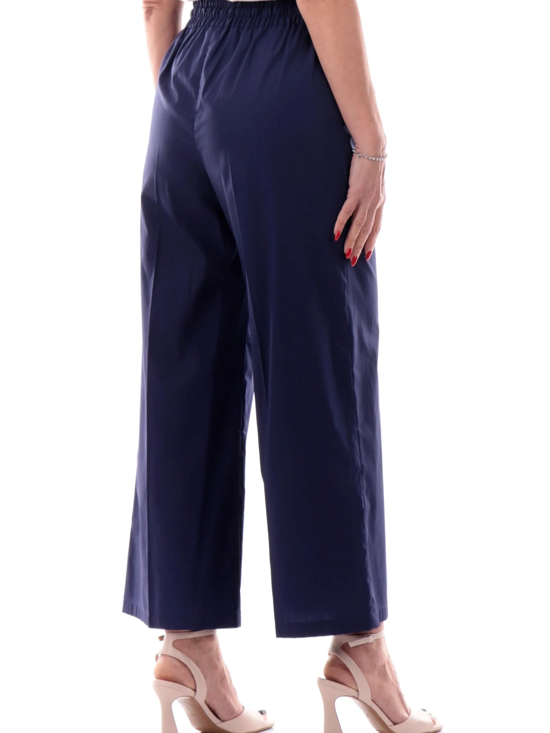 EMME MARELLA Pantaloni*Pantaloni vita alta blu da donna con banda elastica VALETTE