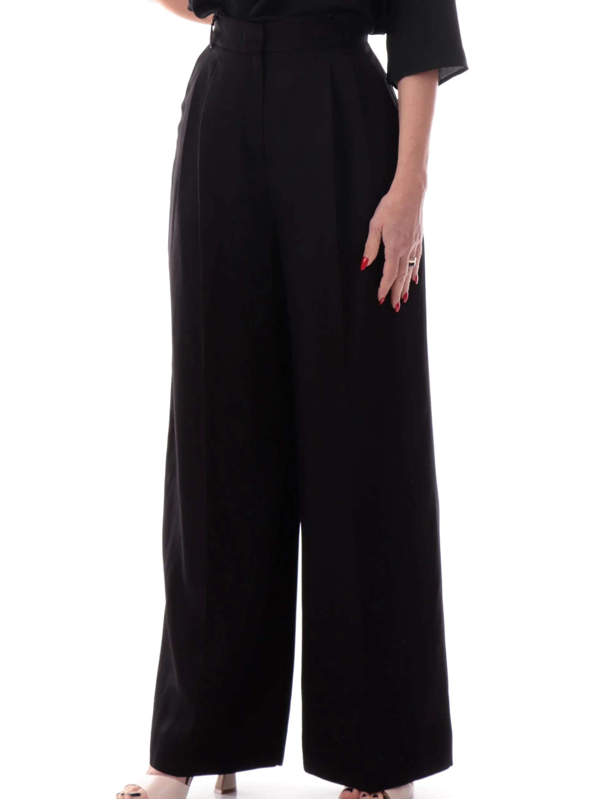 EMME MARELLA Pantaloni*Pantaloni vita alta neri da donna lunghi PIANOSA 007