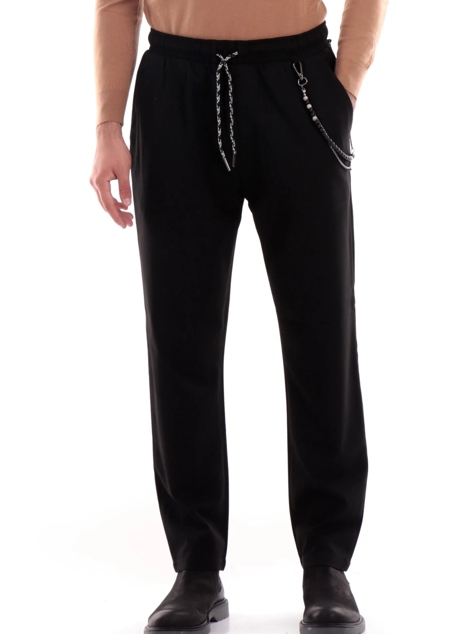 GIANNI LUPO Pantaloni*Pantaloni neri da uomo Leonard con laccio GL5107BDF24
