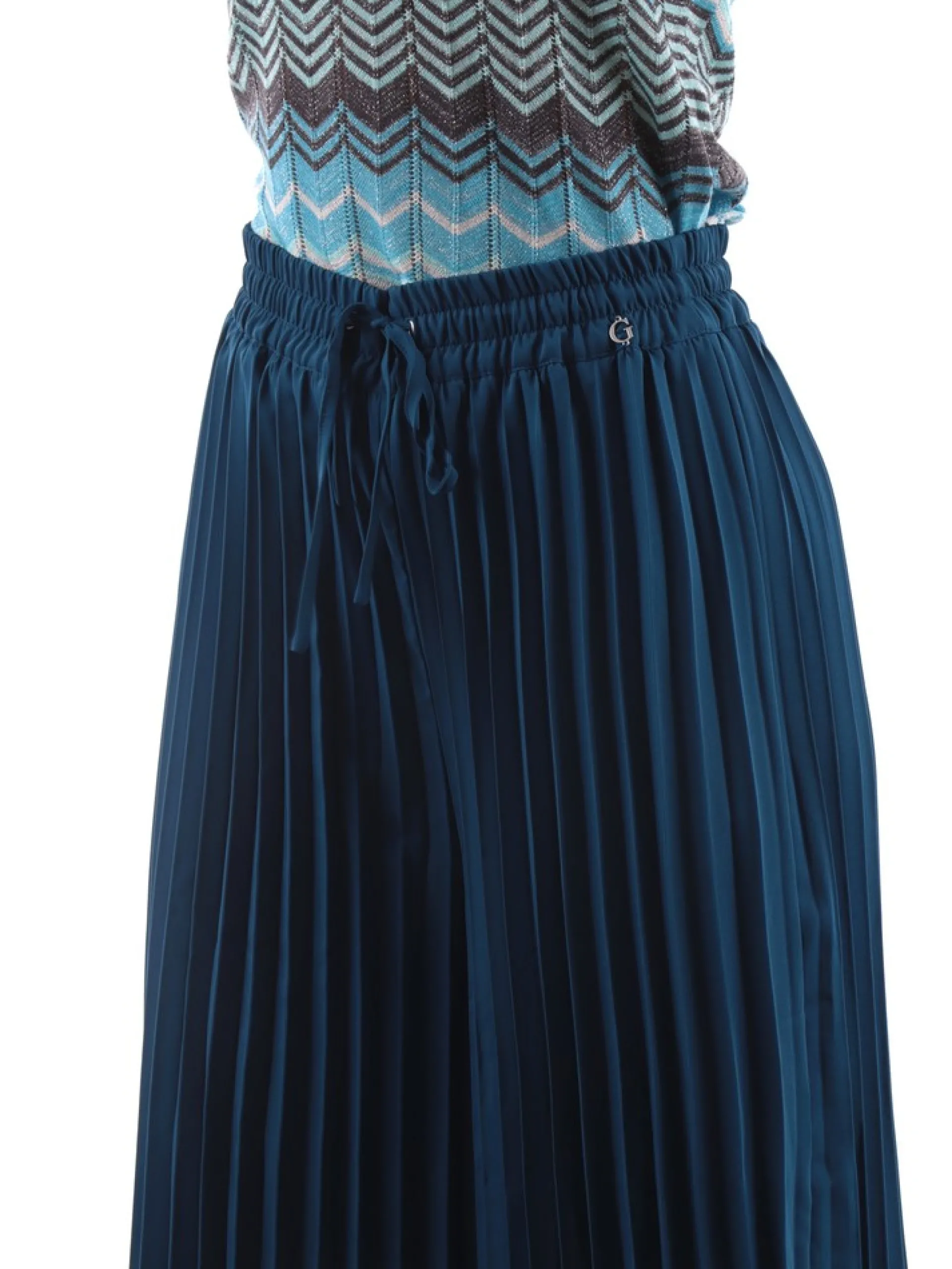 GUESS Pantaloni*Pantaloni Blu da Donna a Palazzo Plissettati Sveva Pants W3GB51WFEA2