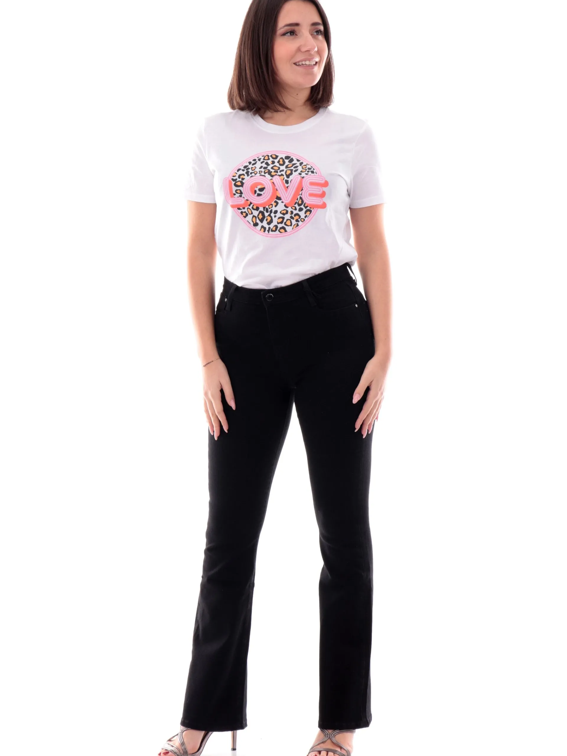GUESS Jeans*Pantaloni Neri da donna Zampa Sexy flare W5RA0LD5LM1SDBC