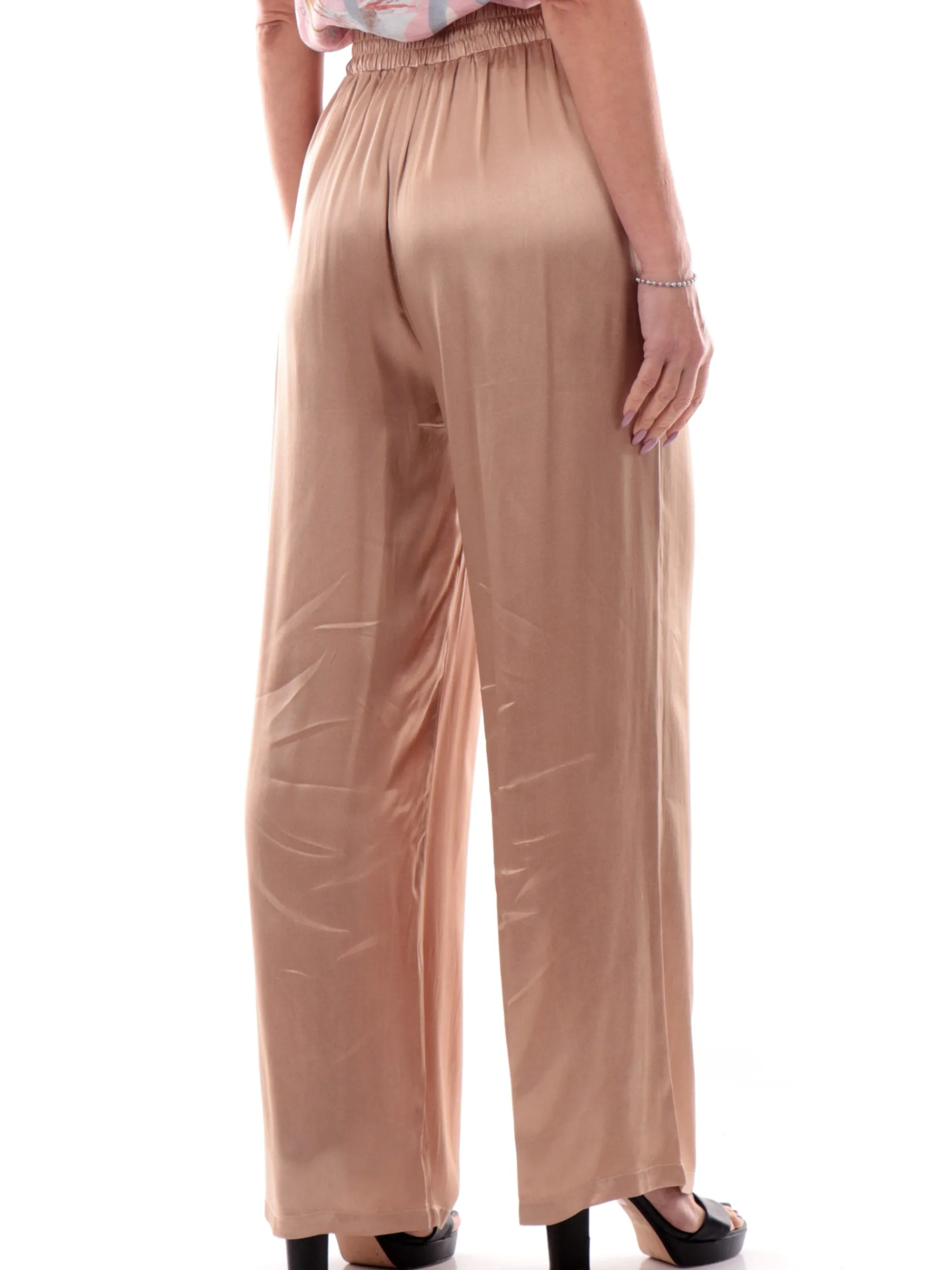 YES ZEE Pantaloni*Pantaloni in raso satin beige oro da donna P367EN000340