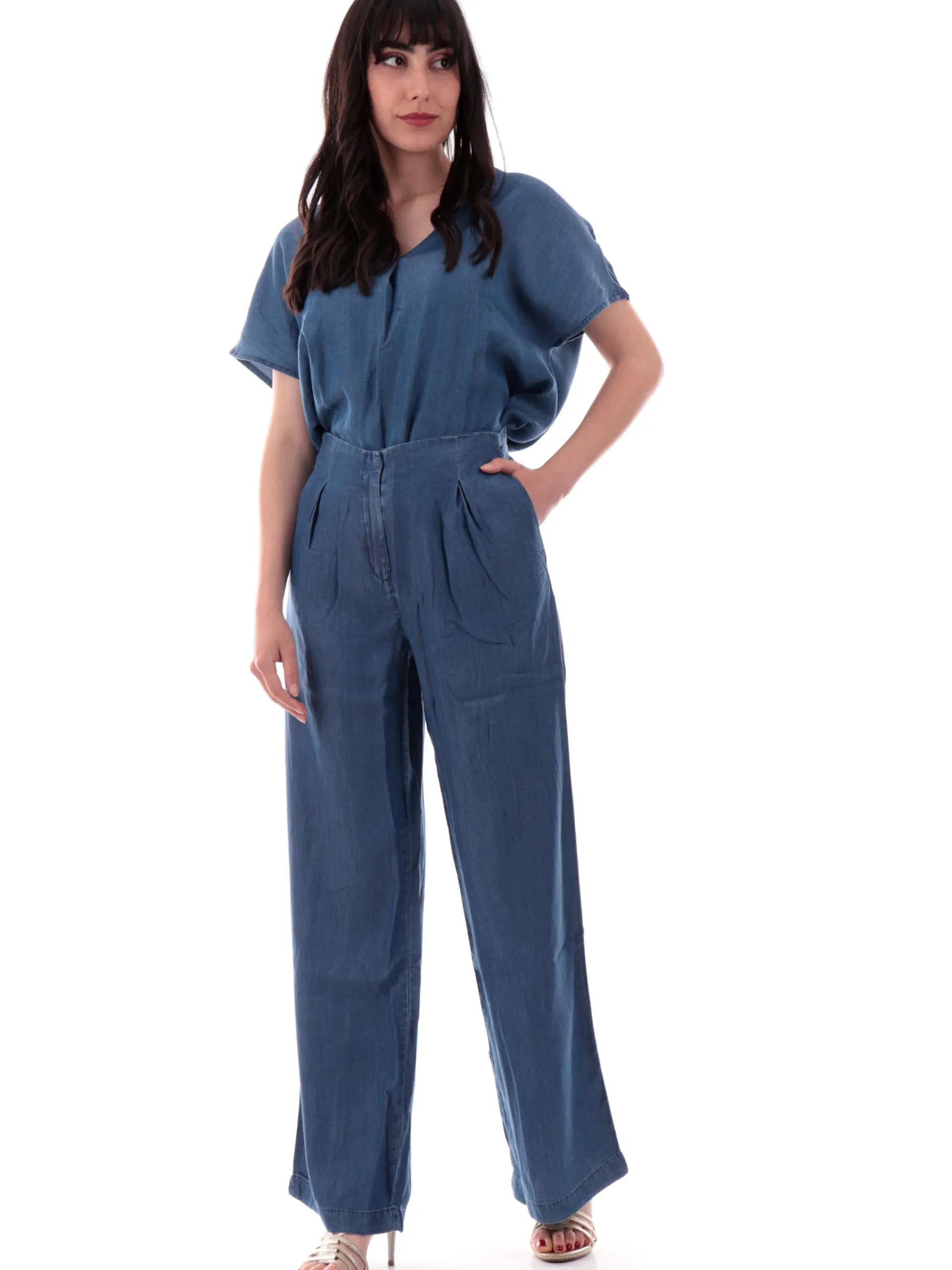 TIFFOSI Pantaloni*Pantaloni Jeans palazzo da donna a vita alta con elastico