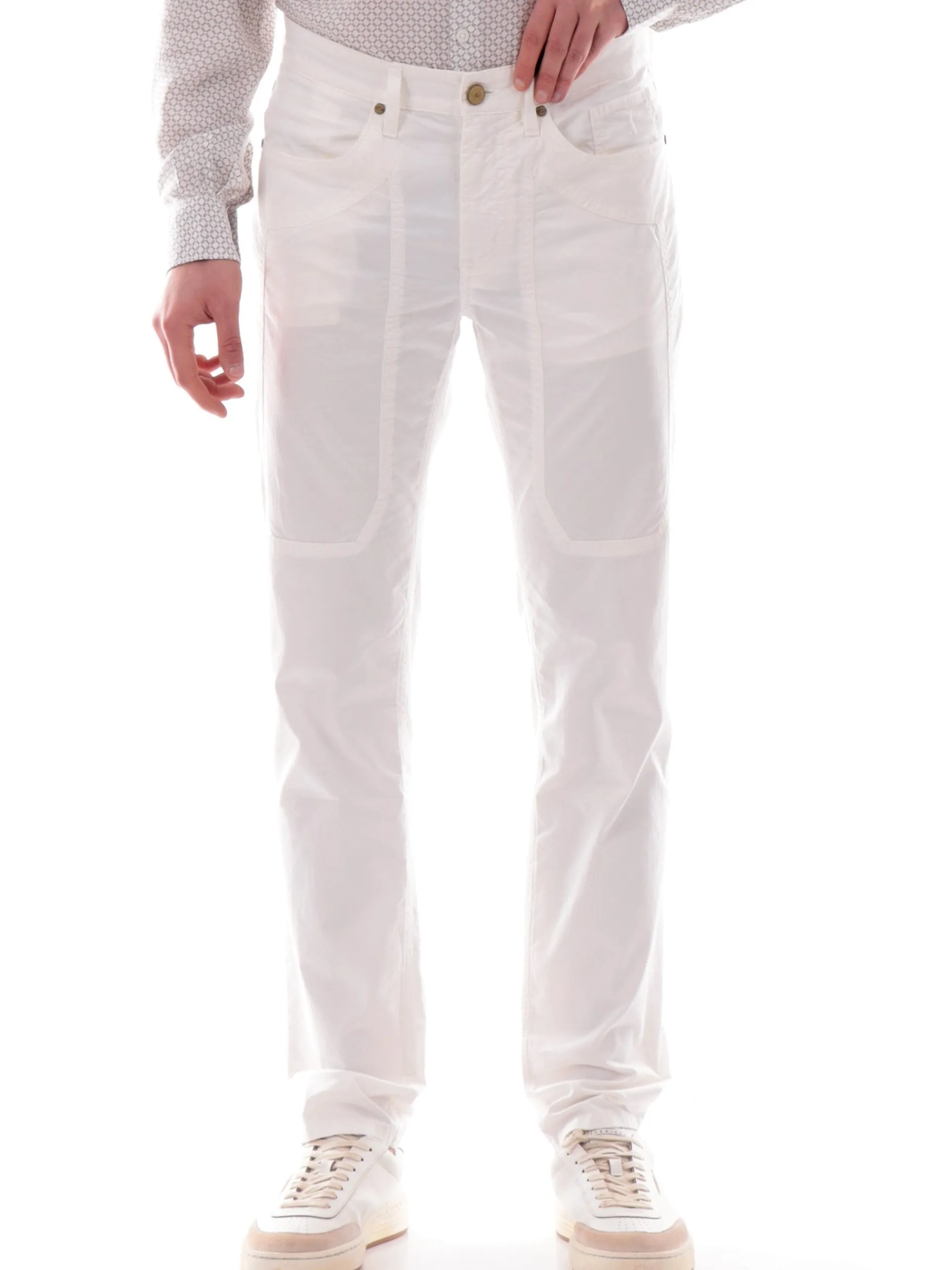 JECKERSON Pantaloni*Pantaloni bianchi da uomo 5 Tasche Toppa Slim UPPA077GABA012