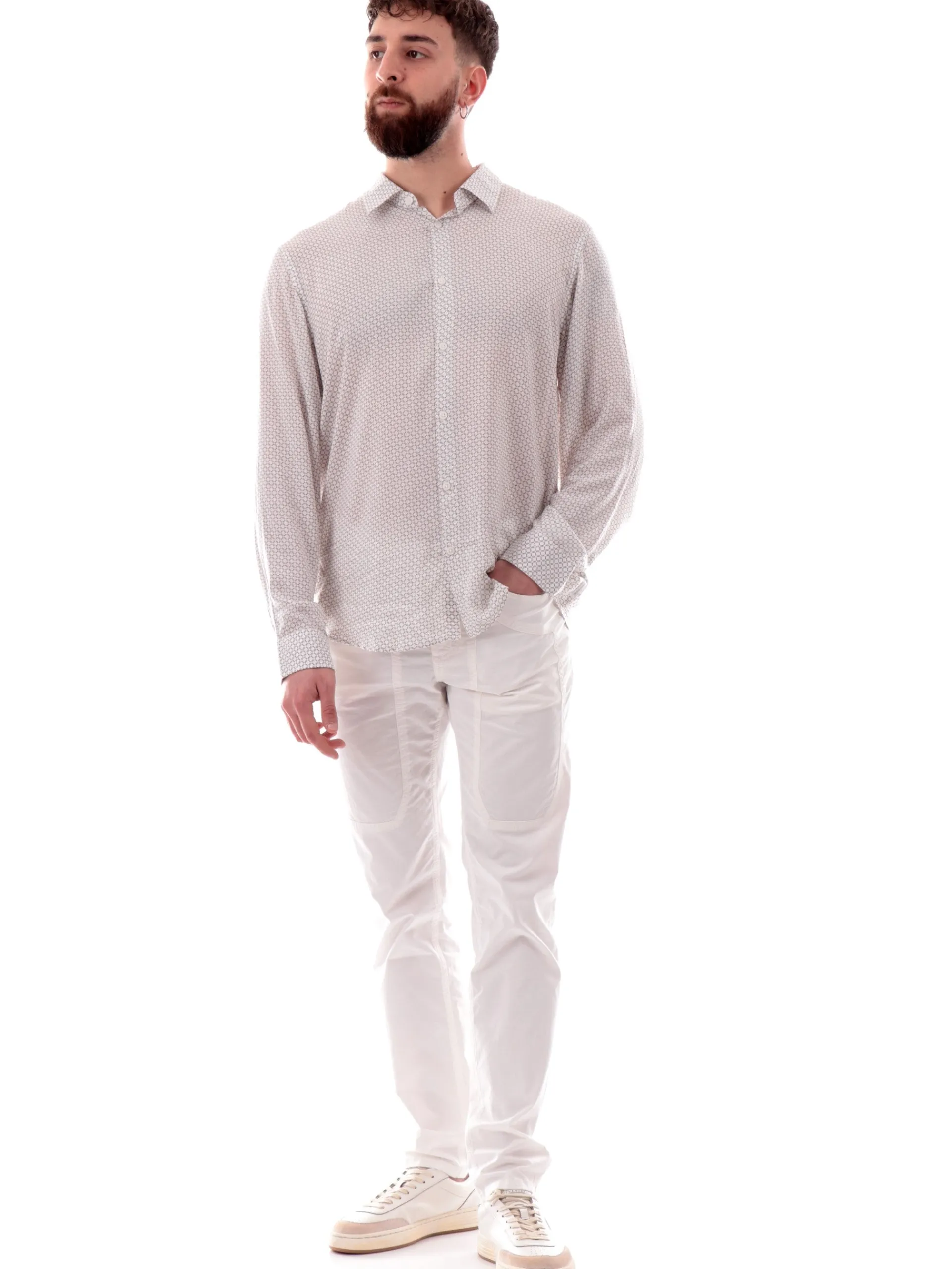 JECKERSON Pantaloni*Pantaloni bianchi da uomo 5 Tasche Toppa Slim UPPA077GABA012