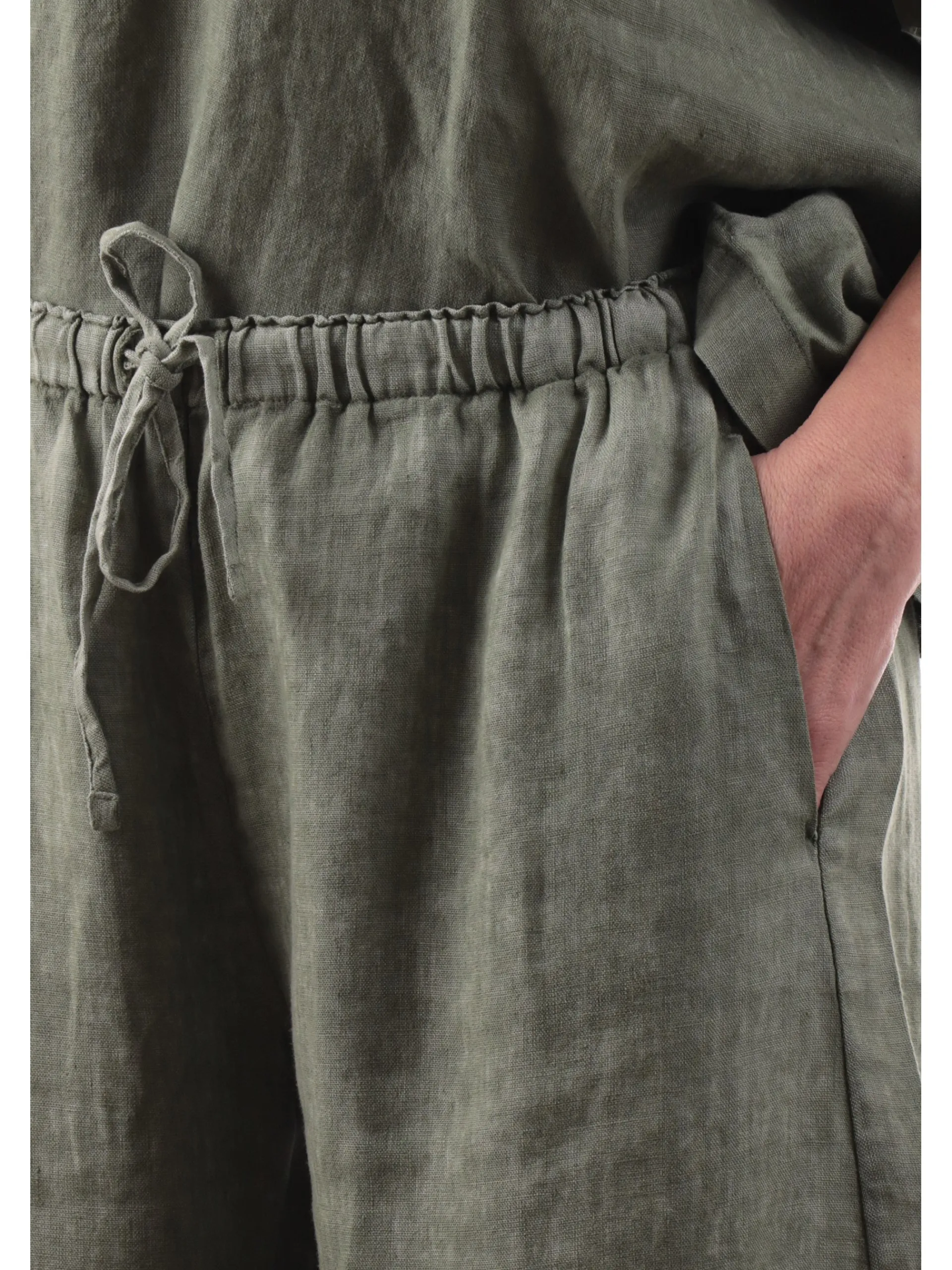 DEHA Pantaloni*Pantaloni lino verdi da donna D22416