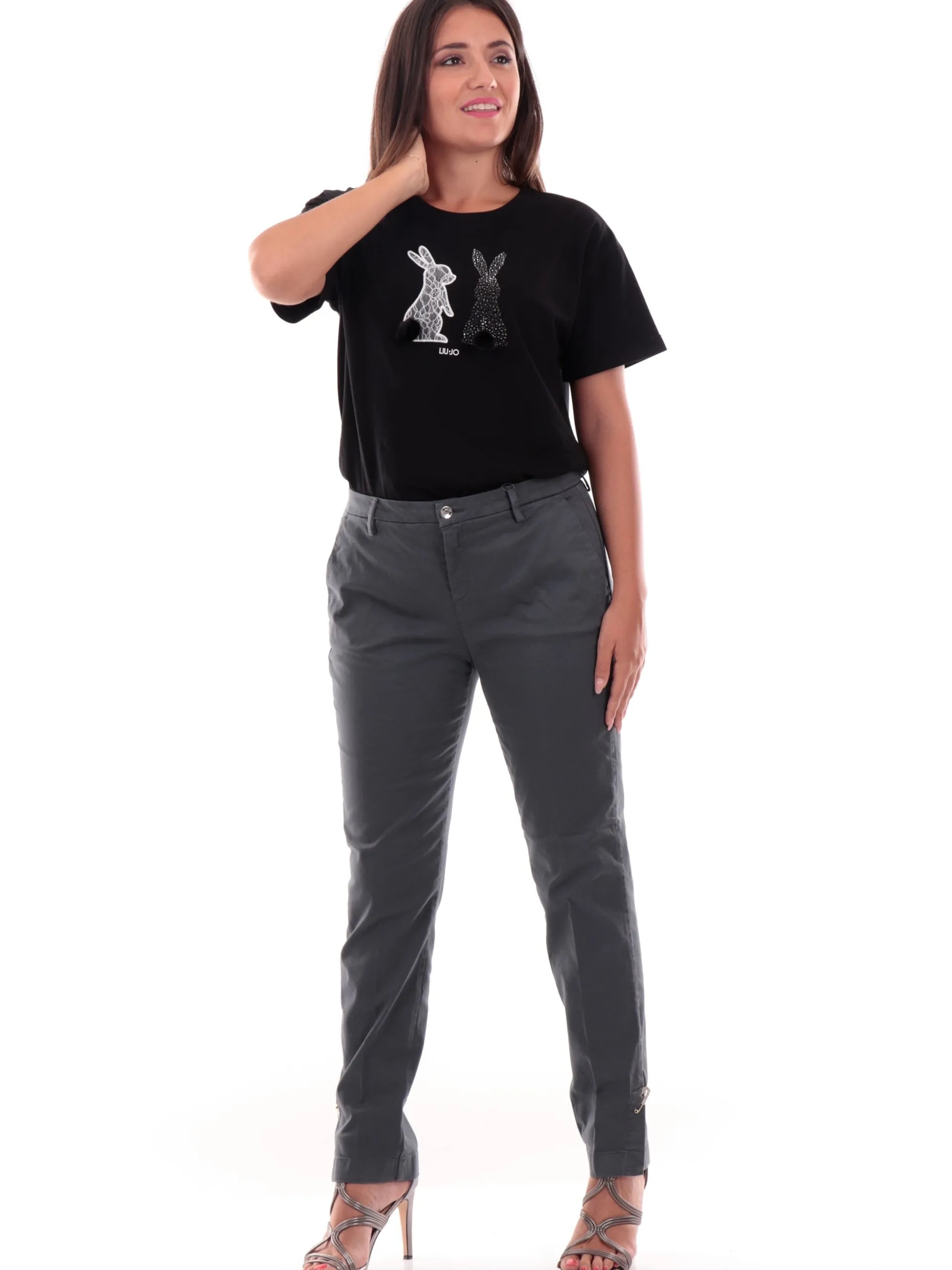 LIU JO MILANO Pantaloni*Pantaloni Liu Jo Grigi da donna chino di cotone WF4560T8191