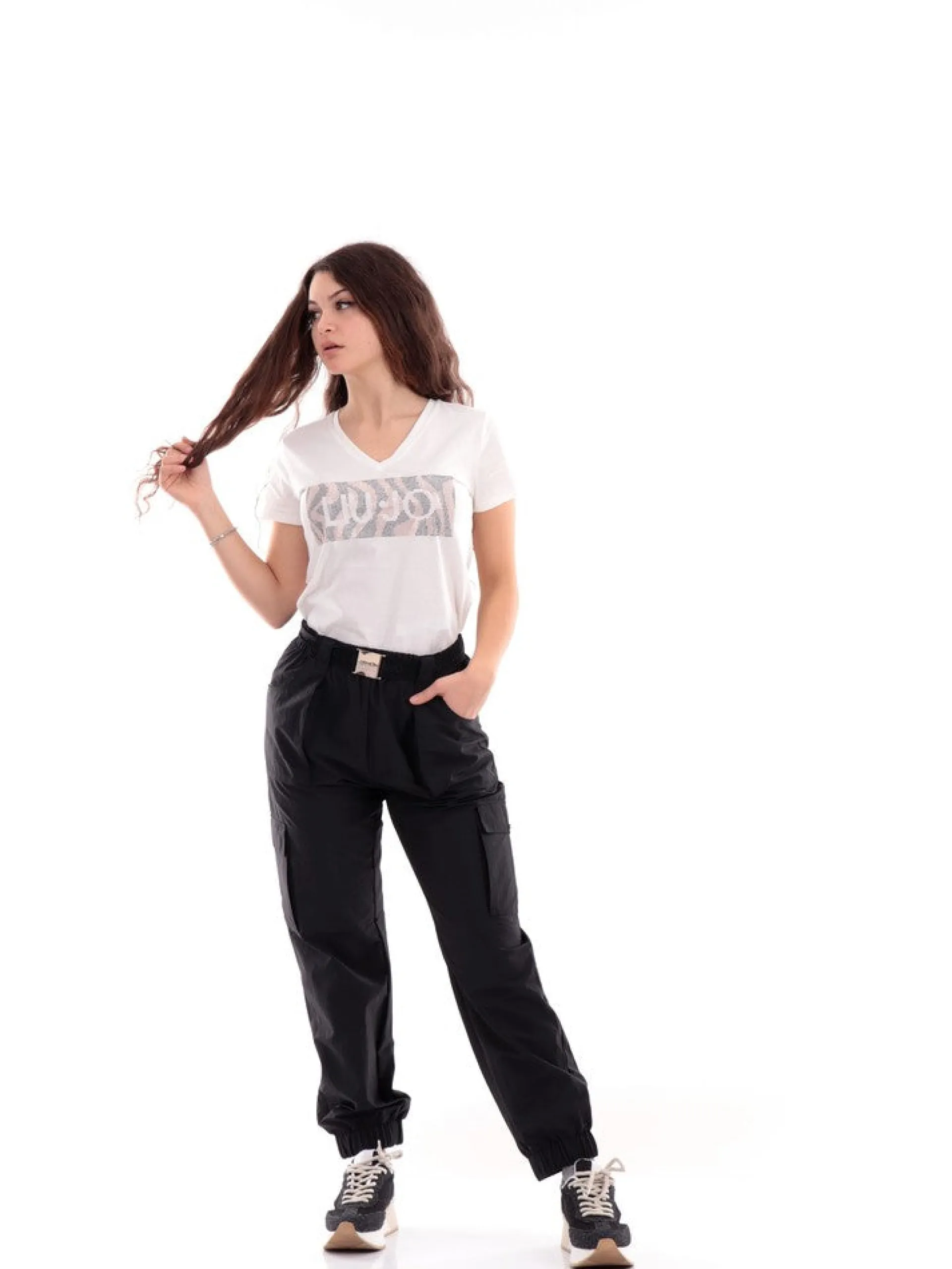 LIU JO SPORT Pantaloni*Pantaloni Liu Jo Neri da Donna con cintura logata TA4198T3767