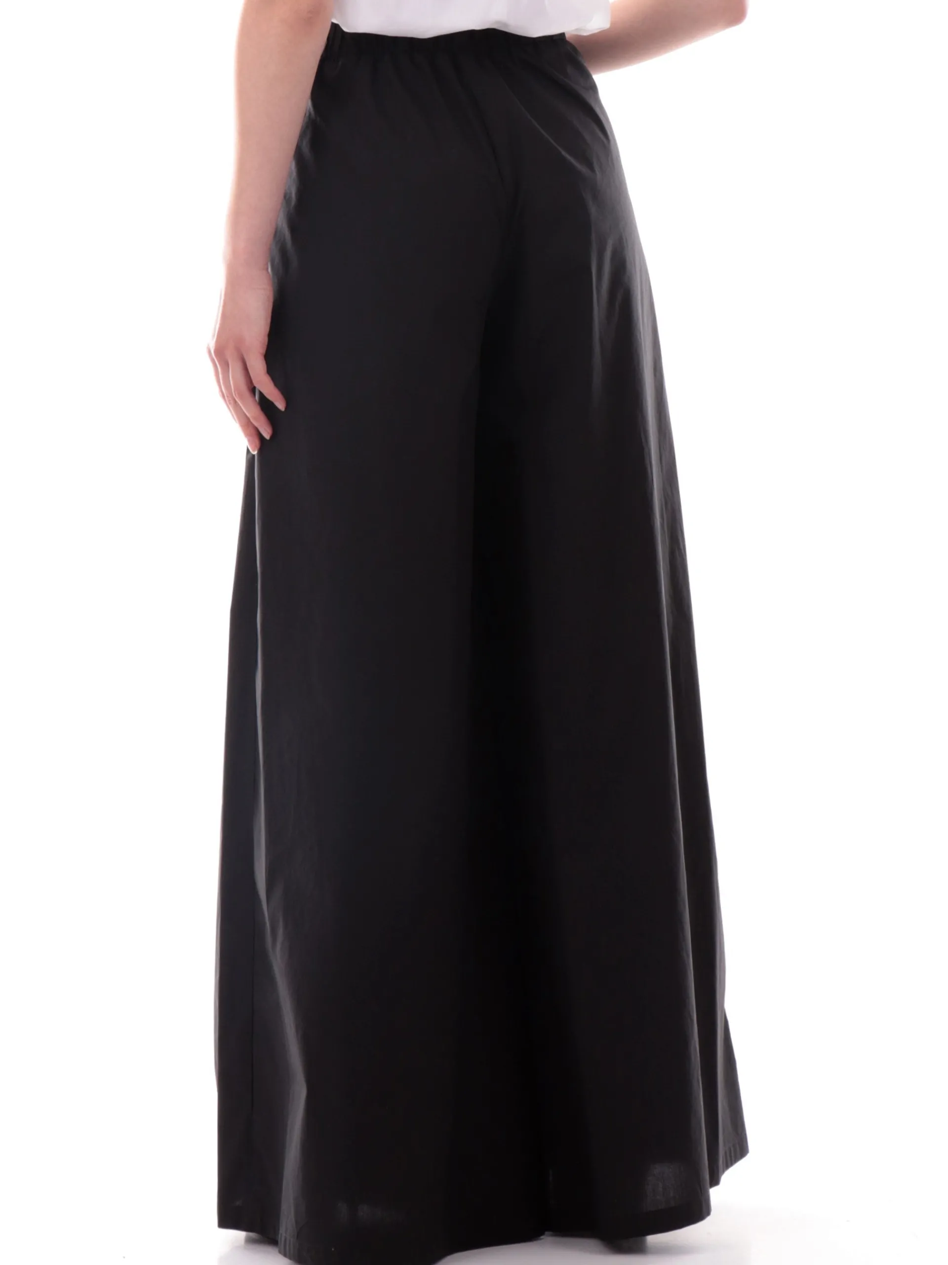 MANILA GRACE Pantaloni*Pantaloni neri a vita alta a palazzo Svasati P133CUMA001