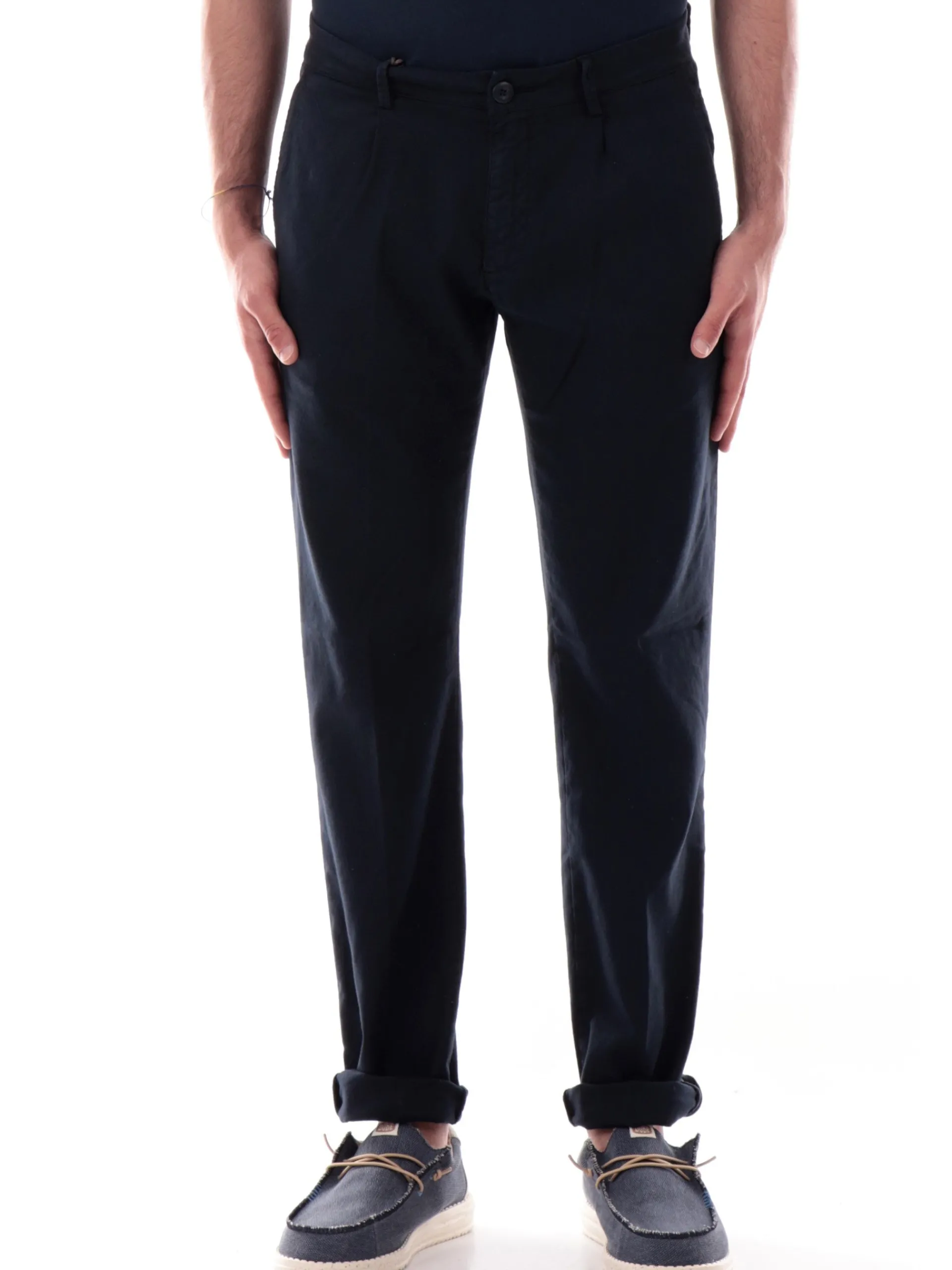 MODFITTERS Pantaloni*Pantaloni blu dark da uomo in lino PARKLANELINO
