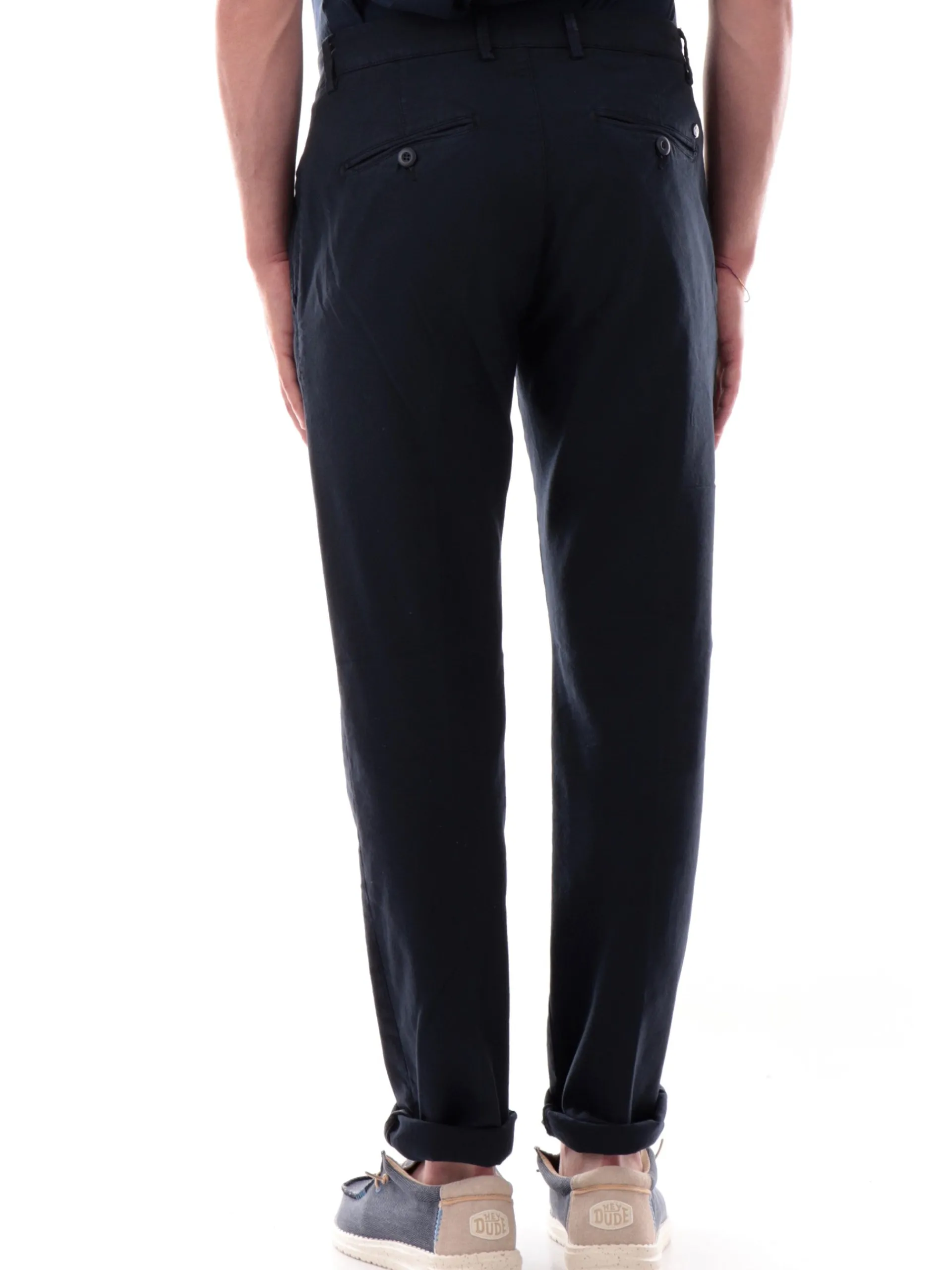 MODFITTERS Pantaloni*Pantaloni blu dark da uomo in lino PARKLANELINO