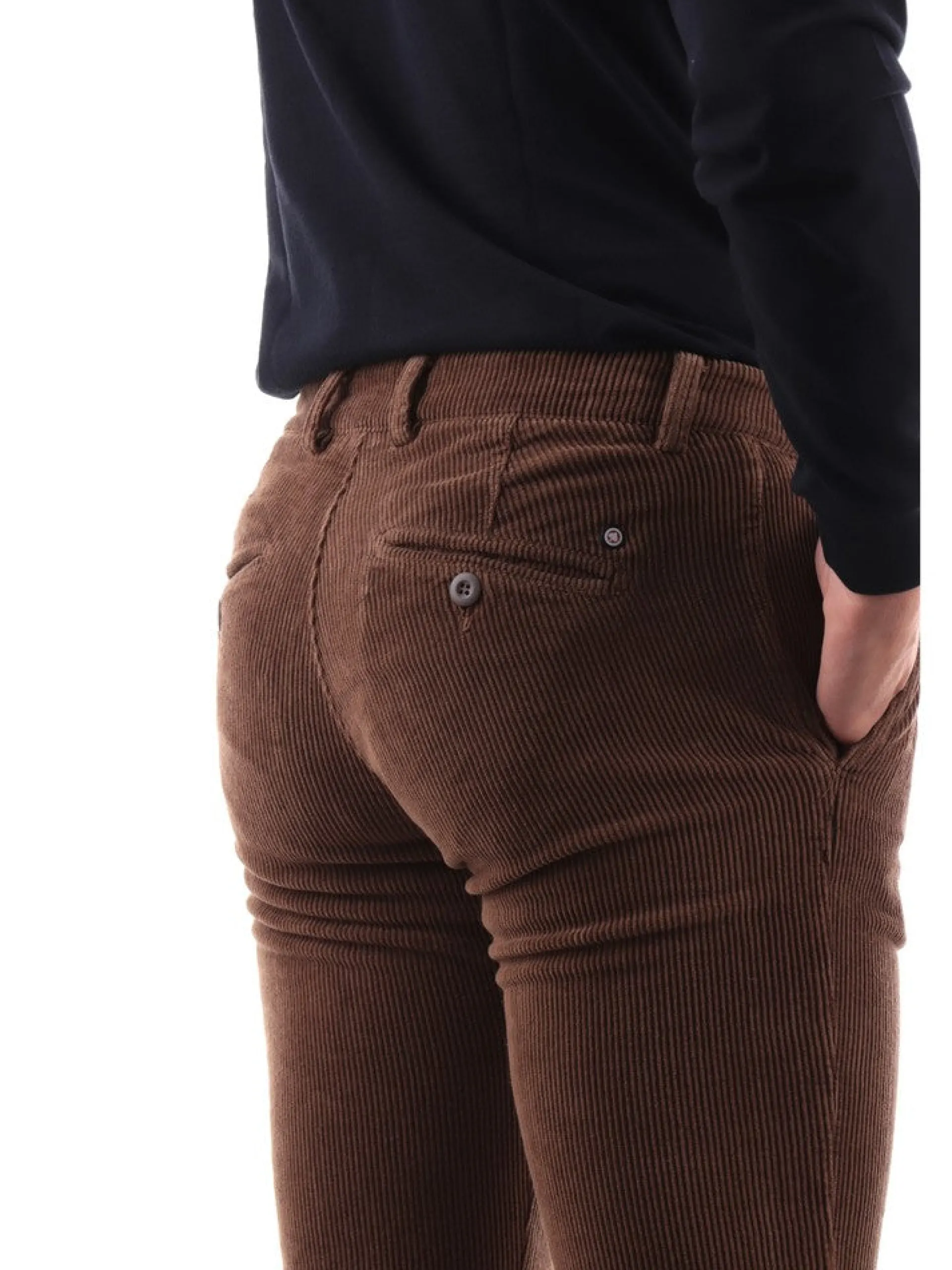 MODFITTERS Pantaloni*Pantaloni marroni da uomo in velluto PARKLANE500V