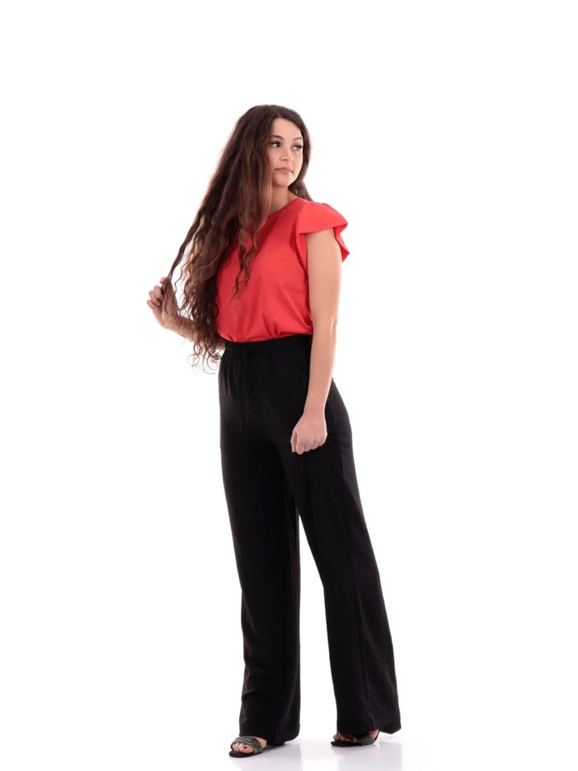 TIFFOSI Pantaloni*Pantaloni neri a palazzo da donna con vita elastica 10054532