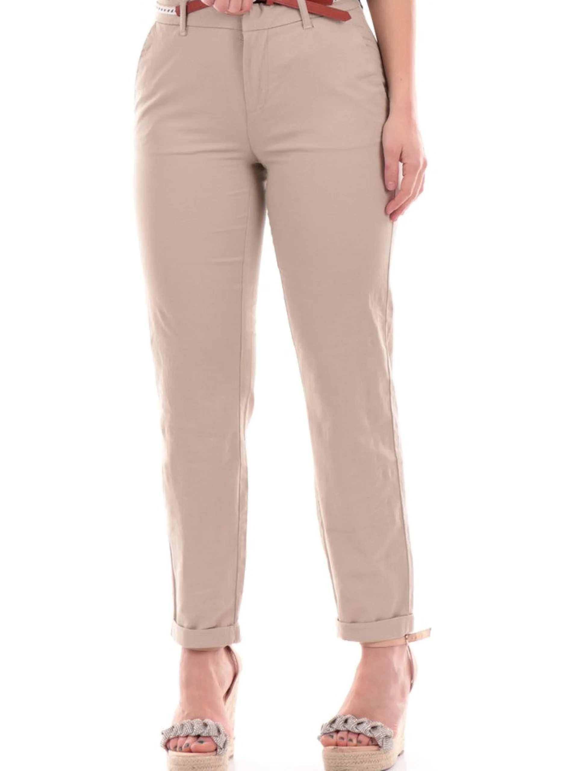 ONLY Pantaloni*Pantaloni Beige Chino da Donna 15218519