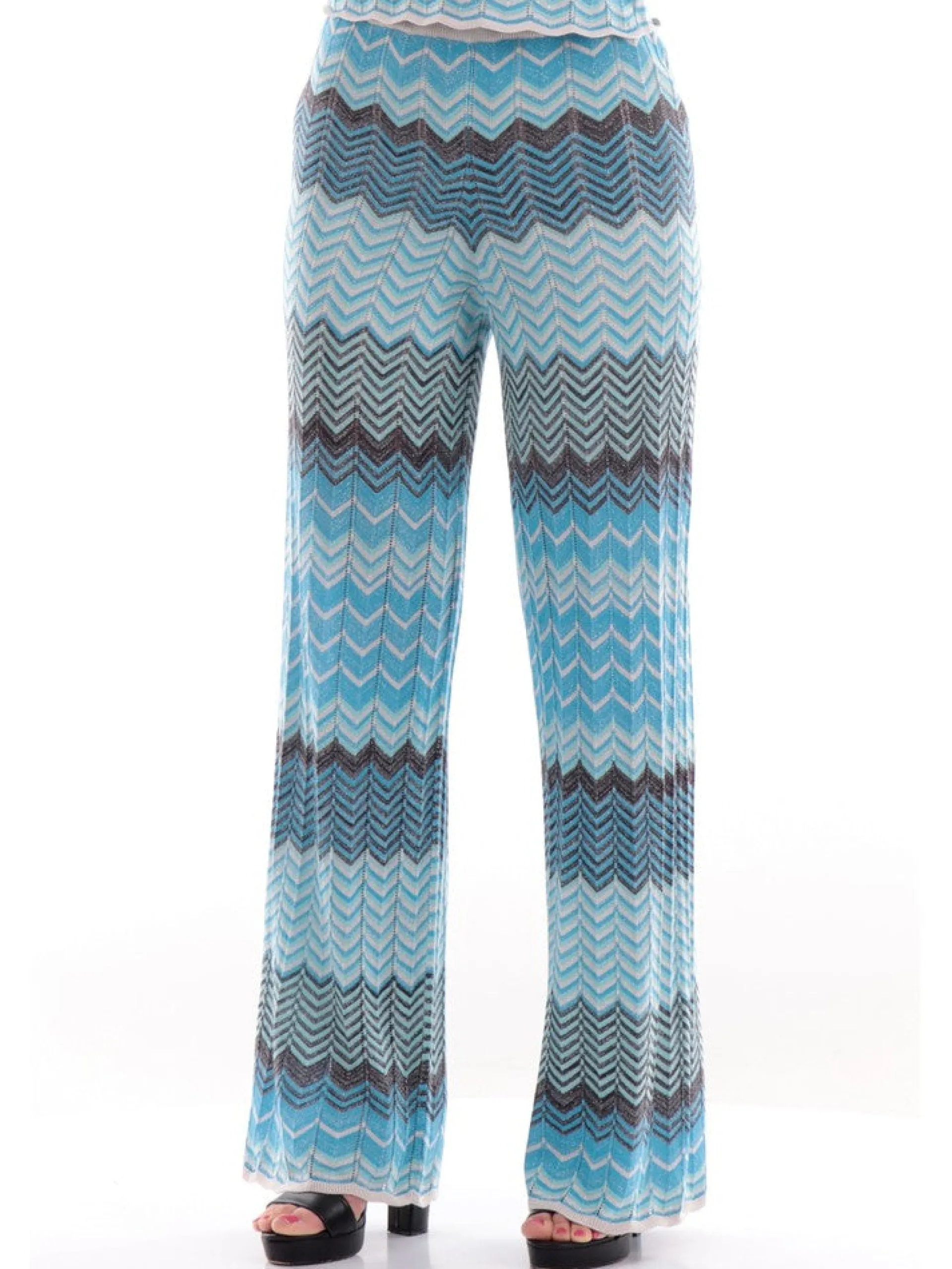 ONLY Pantaloni*Pantaloni Filo da Donna Azzurri a fantasia Zig Zag 15292104