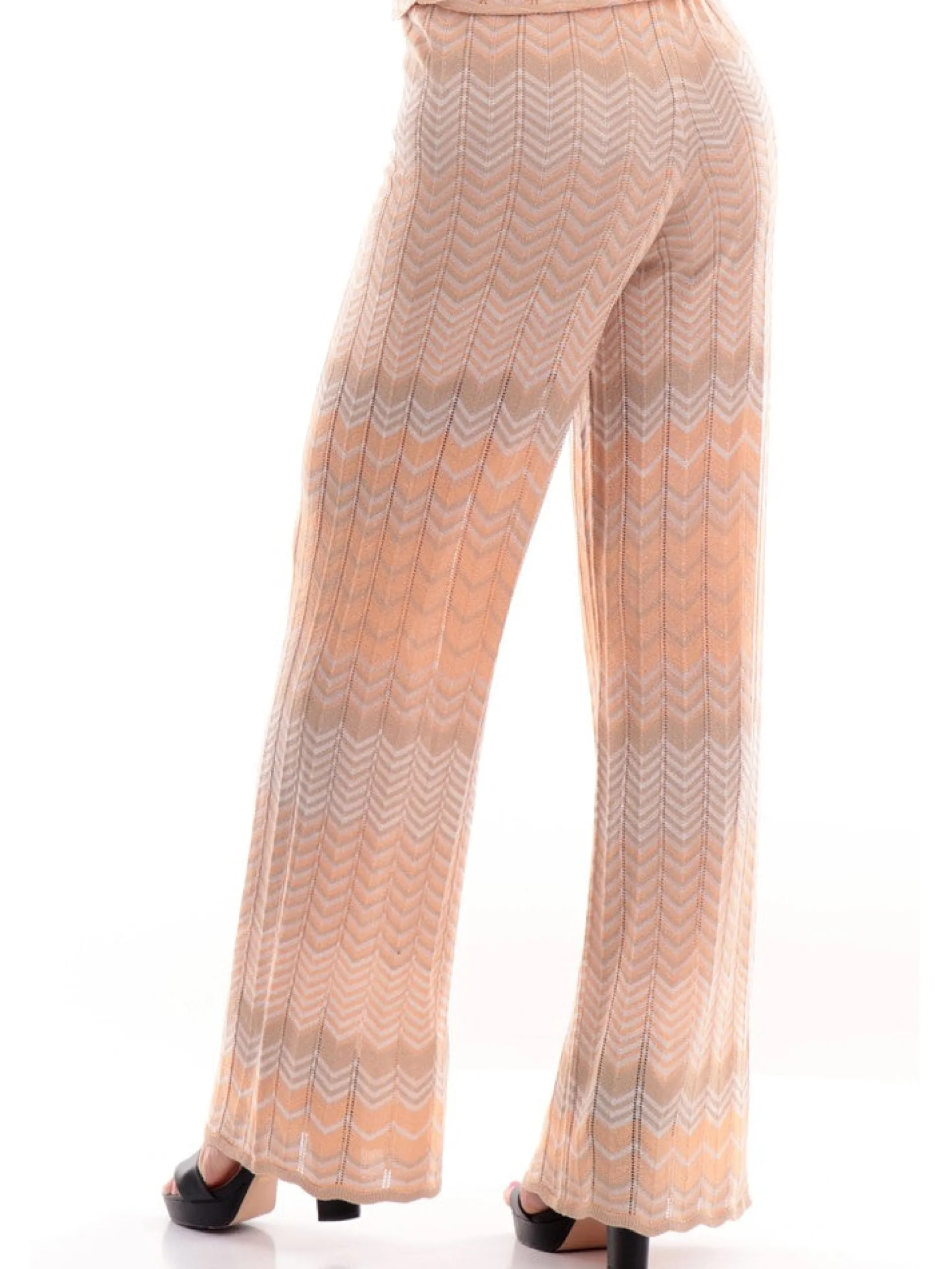 ONLY Pantaloni*Pantaloni Filo da Donna Beige a fantasia Zig Zag 15292104