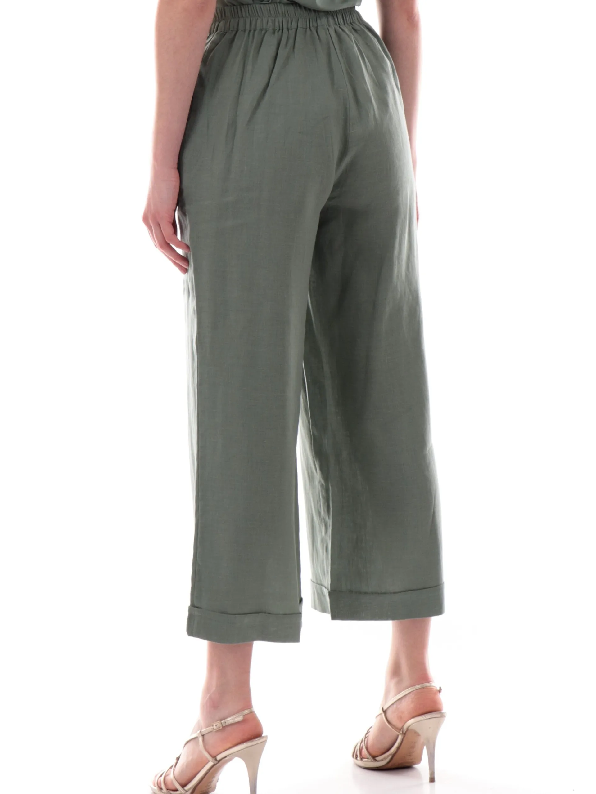 ANIS Pantaloni*Pantaloni palazzo lino verdi da donna fino alla caviglia 251C1372