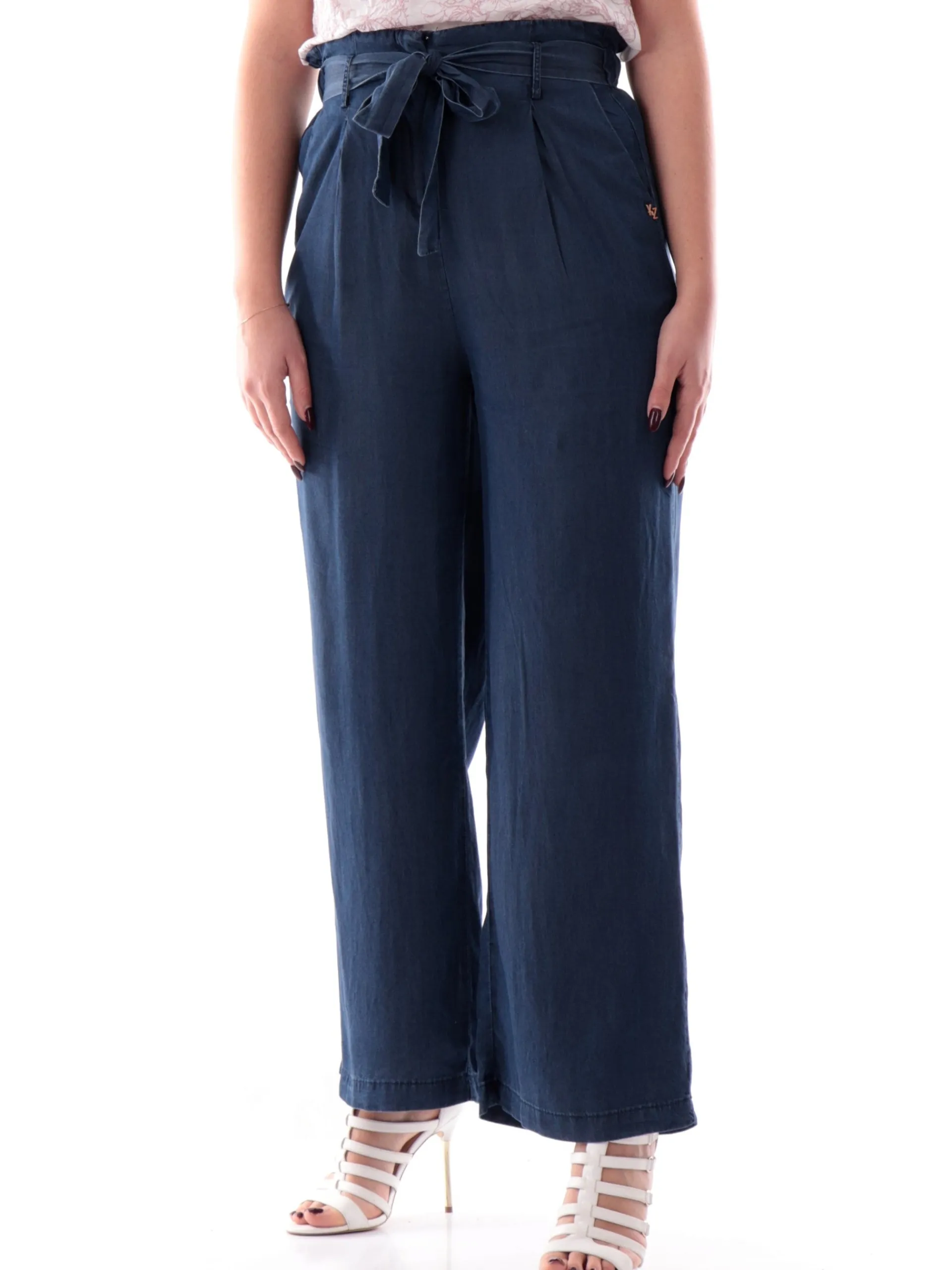YES ZEE Pantaloni*Pantaloni palazzo con cintura jeans da donna vestibilità morbida P387E600