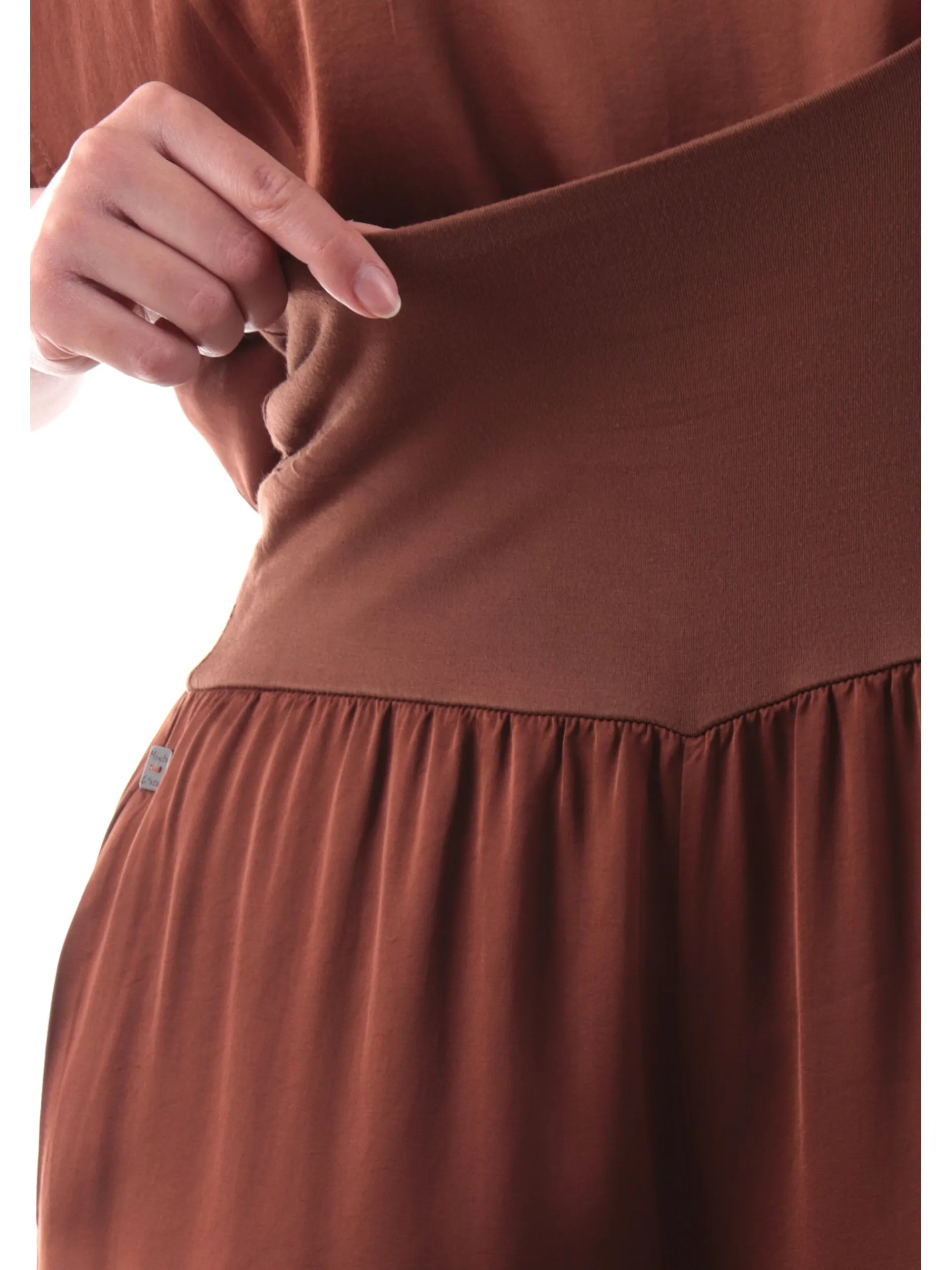 MANILA GRACE Pantaloni*Pantaloni Palazzo raso satin Marroni da donna Baschina P050VUM